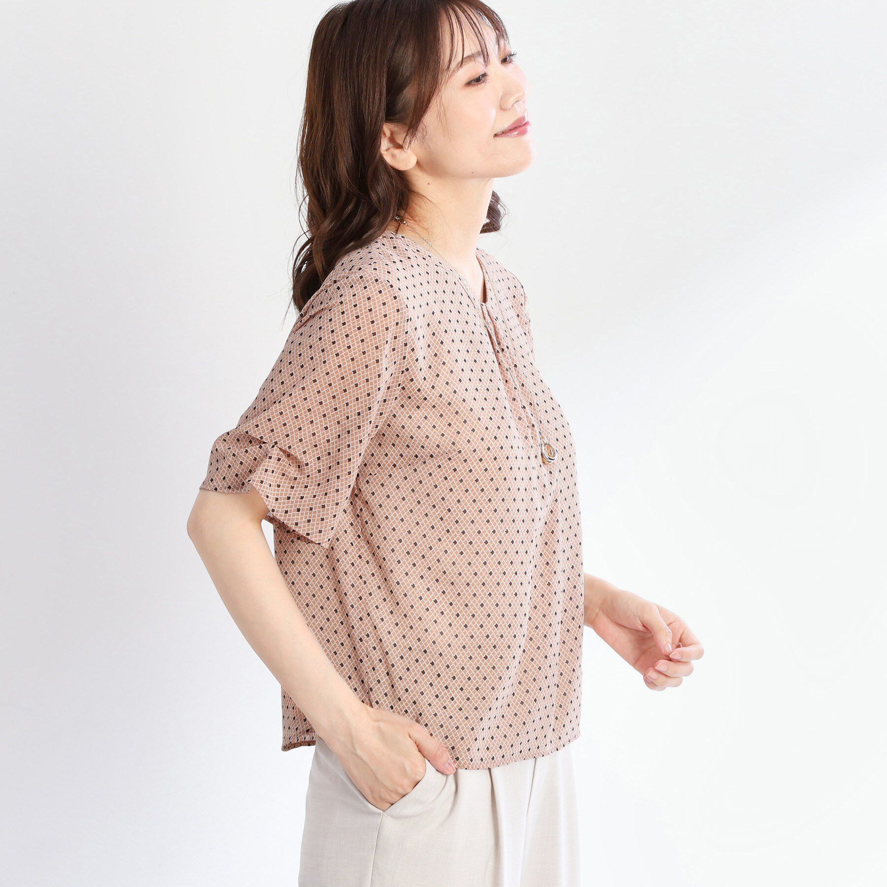 Reflect「【マシンウォッシュ可／セットアップ可】コツキ柄プリントブラウス」|シャツ・ブラウス|