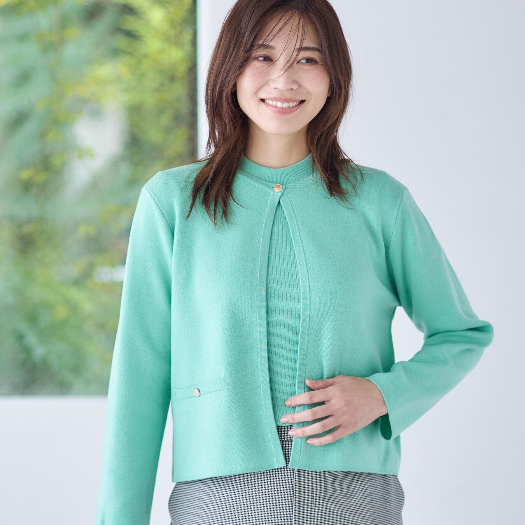 Reflect「【選べる5色／アンサンブル可】クルーネックカーディガン」|カーディガン|