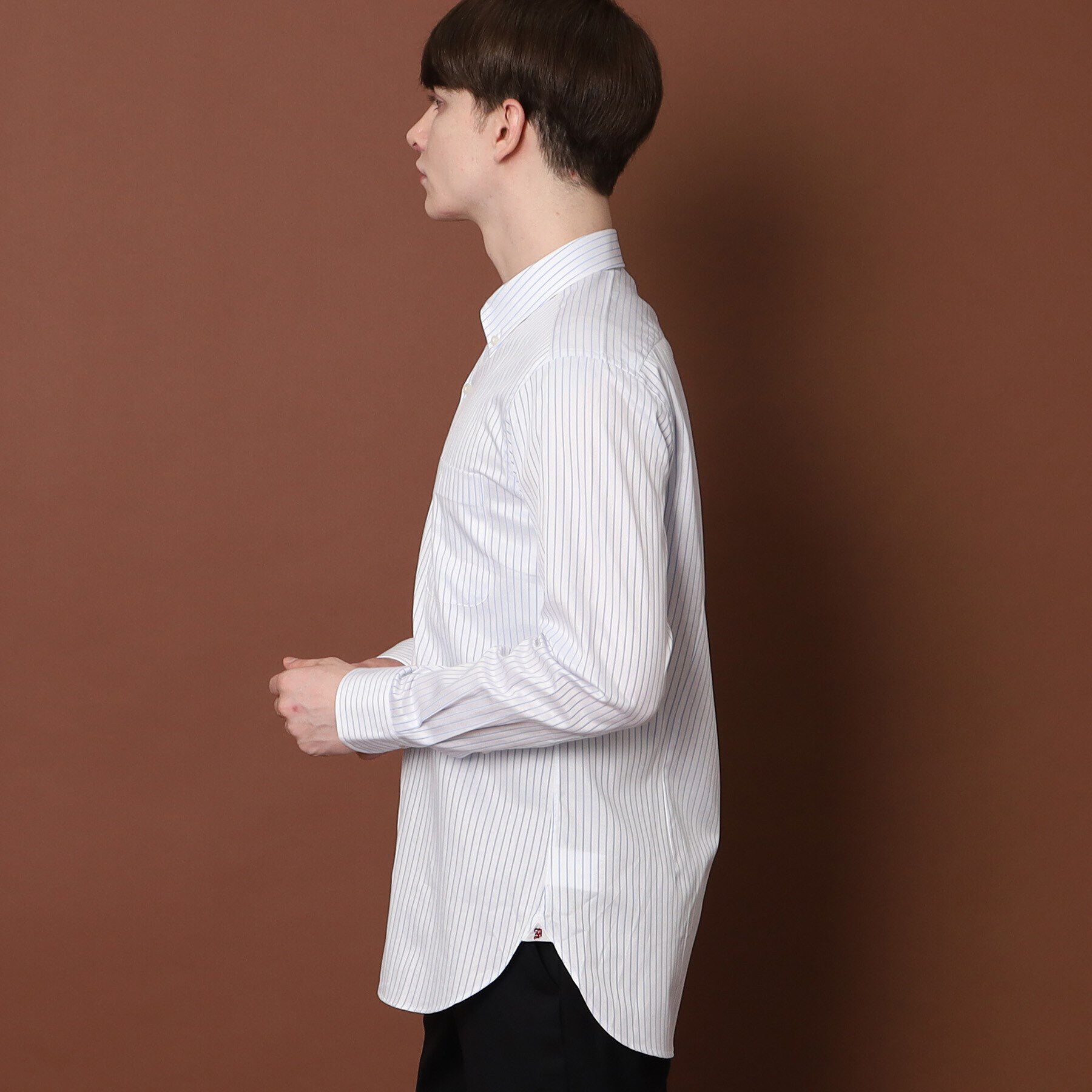 DRESSTERIOR「100／2 ヘリンボーンストライプ ボタンダウンシャツ」|シャツ・ブラウス|