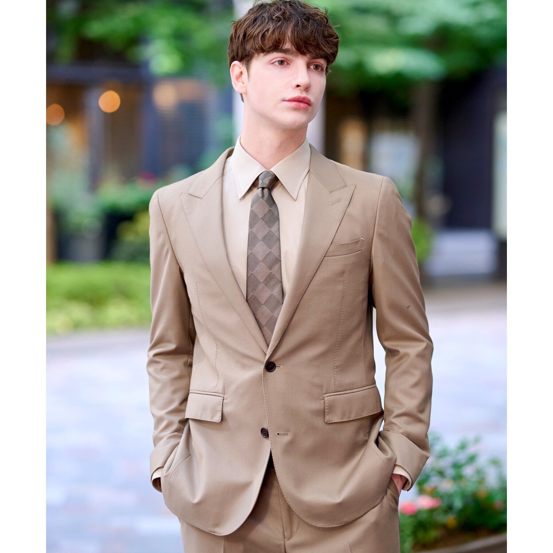 DRESSTERIOR「【セットアップ可】ピークドラペルSET UPジャケット」|テーラードジャケット|ベージュ(052)