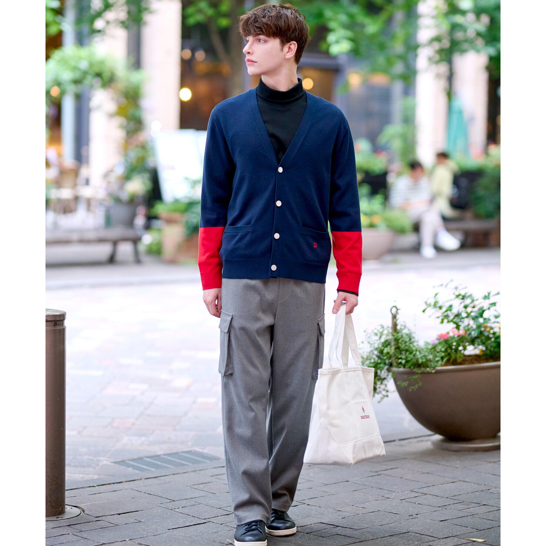 DRESSTERIOR「スリーブカラーブロックカーディガン」|カーディガン|