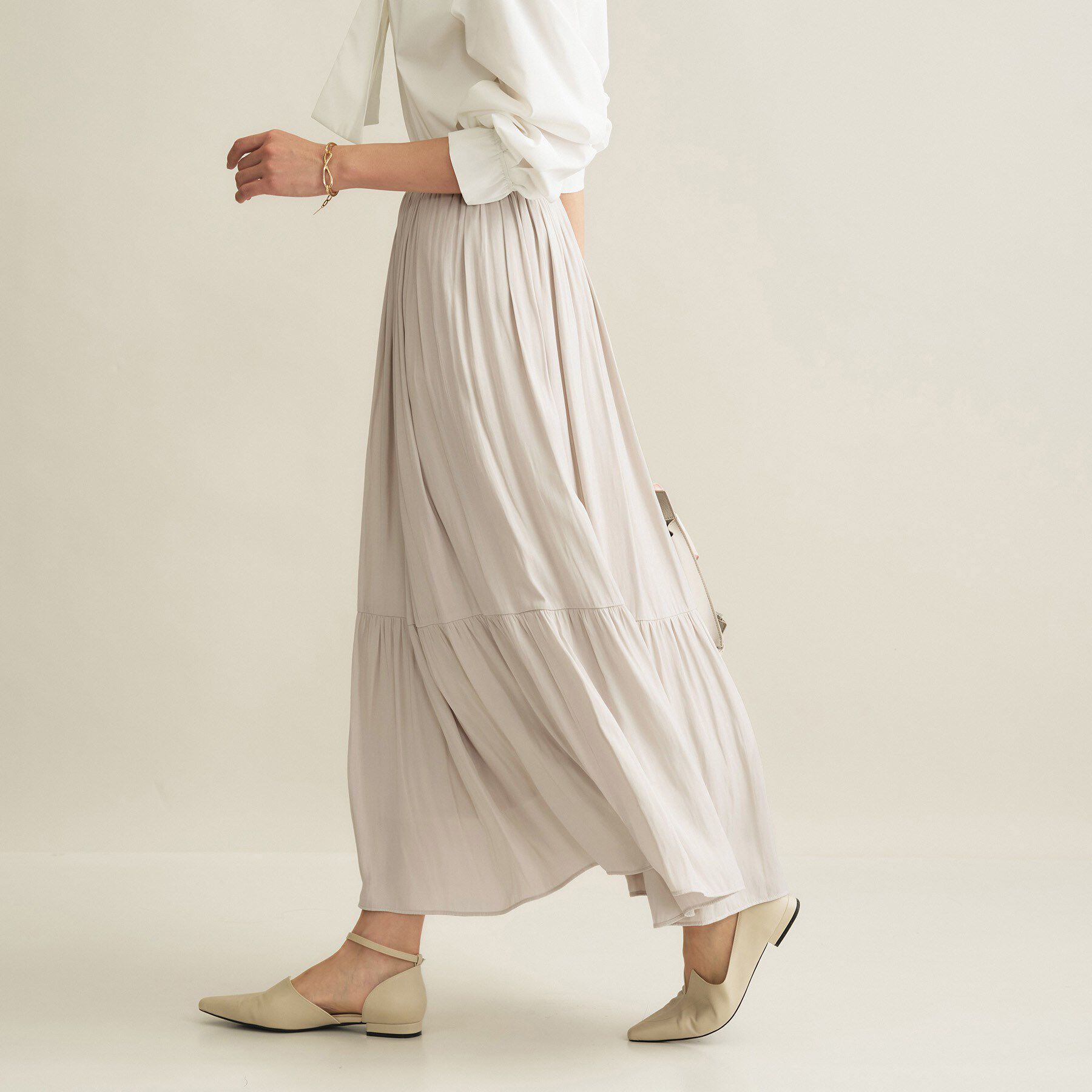 INDIVI「【洗える／丈調整可能】ギャザーフレアスカート」|スカート|