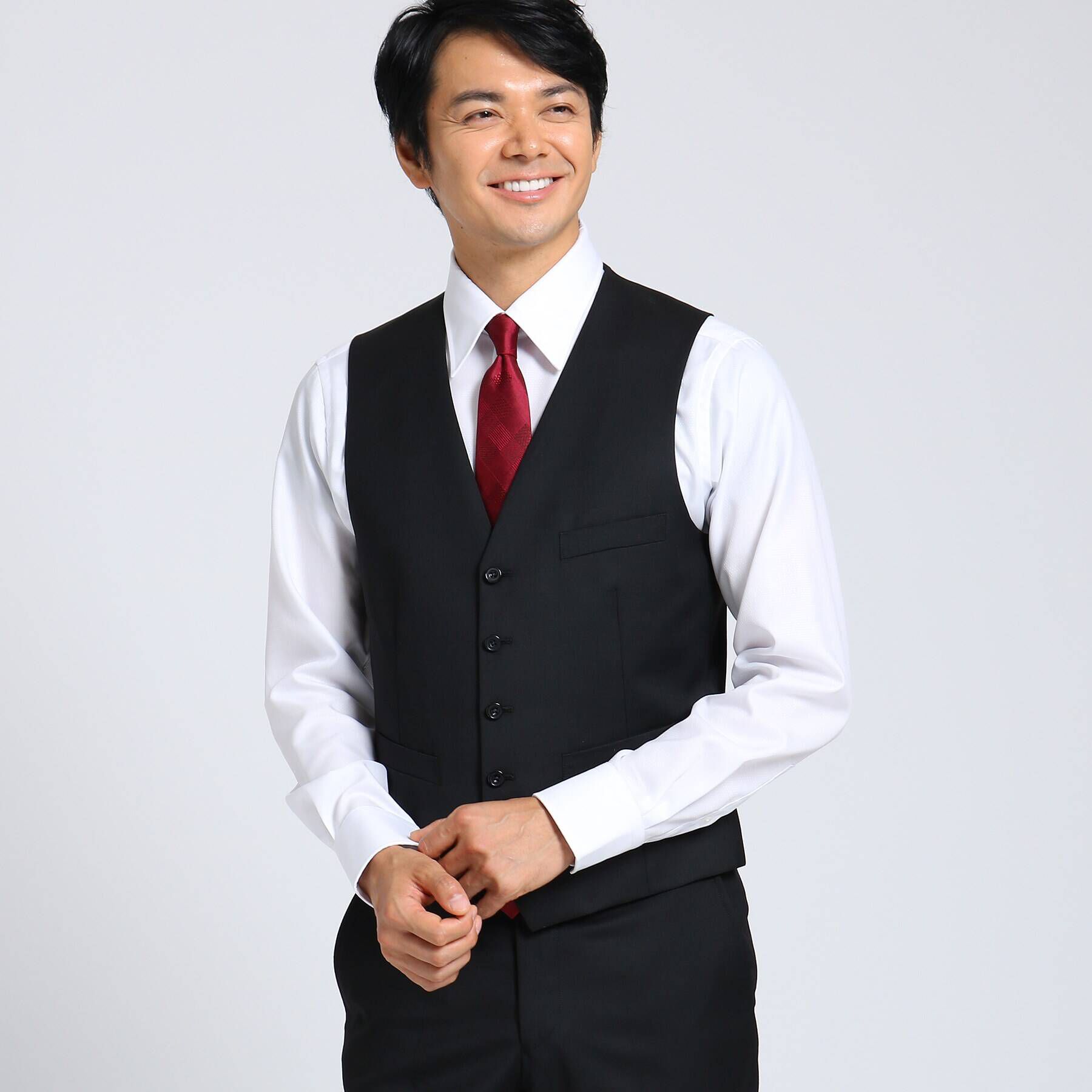 TAKEO KIKUCHI「【J&infin;QUALITY】サージベスト Fabric by MIYUKI KEORI」|スーツ|ブラック(019)