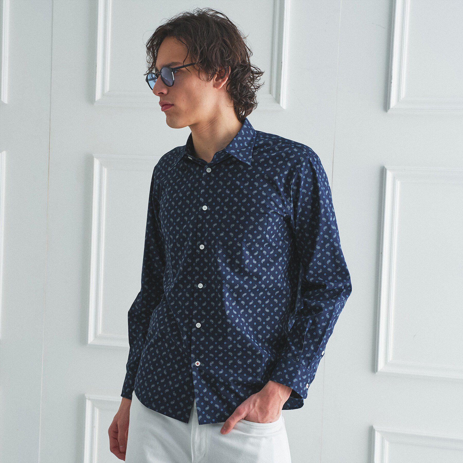 TAKEO KIKUCHI「【BOWLER HAT LABEL】小紋ペイズリープリント 長袖シャツ」|シャツ・ブラウス|