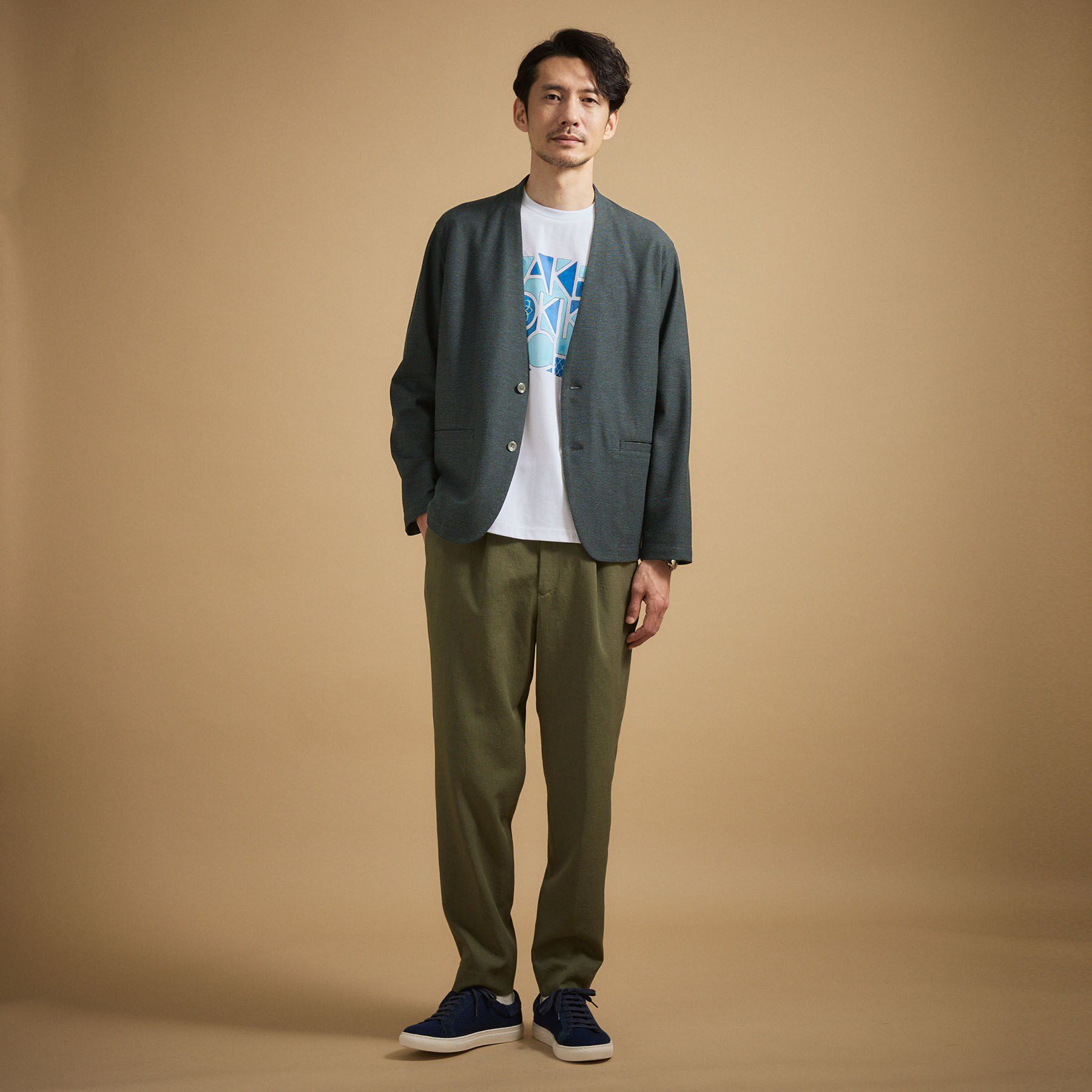 TAKEO KIKUCHI「【抗菌防臭】バーズアイメッシュノーカラージャケット」|ノーカラージャケット|