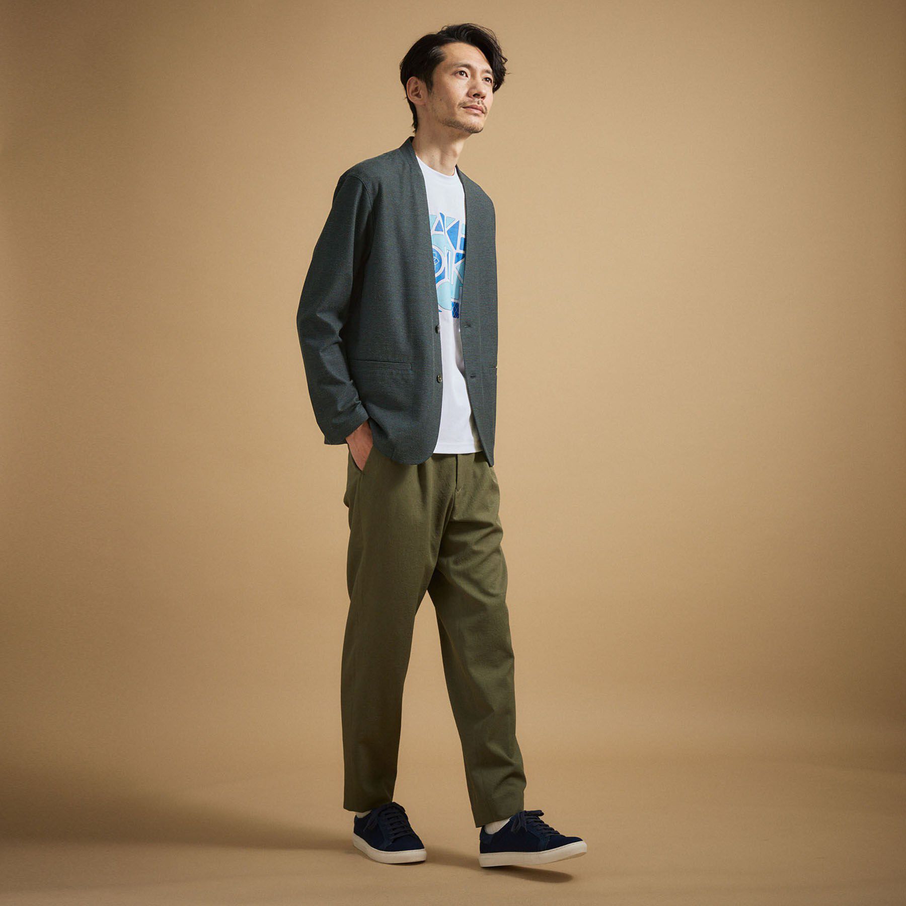 TAKEO KIKUCHI「【抗菌防臭】バーズアイメッシュノーカラージャケット」|ノーカラージャケット|