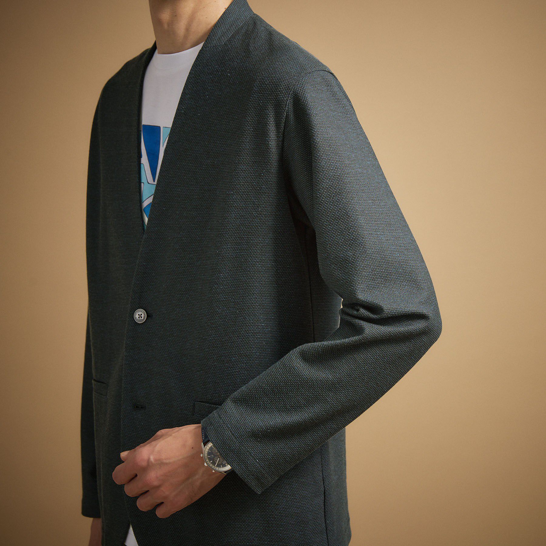 TAKEO KIKUCHI「【抗菌防臭】バーズアイメッシュノーカラージャケット」|ノーカラージャケット|