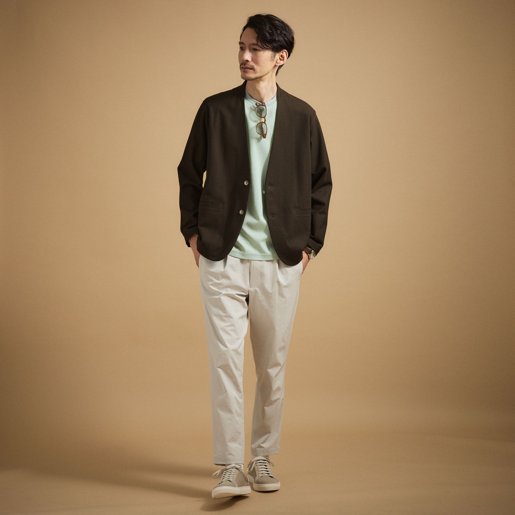 TAKEO KIKUCHI「【抗菌防臭】バーズアイメッシュノーカラージャケット」|ノーカラージャケット|