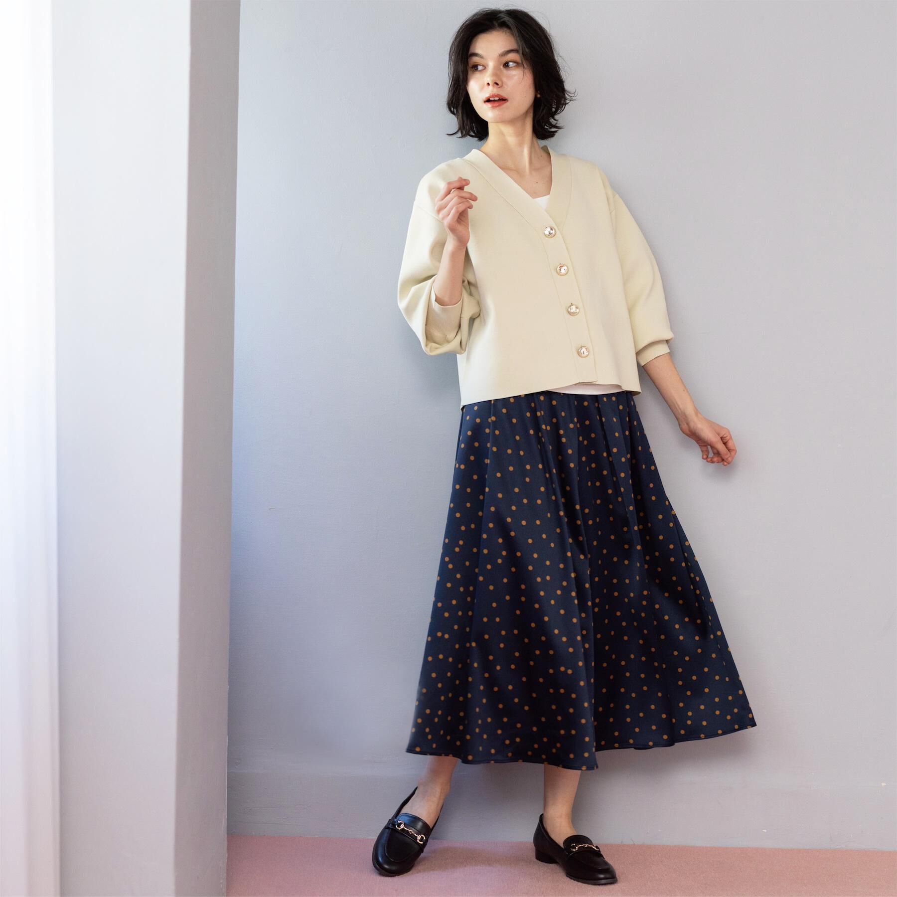 OPAQUE.CLIP「カラードットフレアスカート【洗濯機OK】」|スカート|