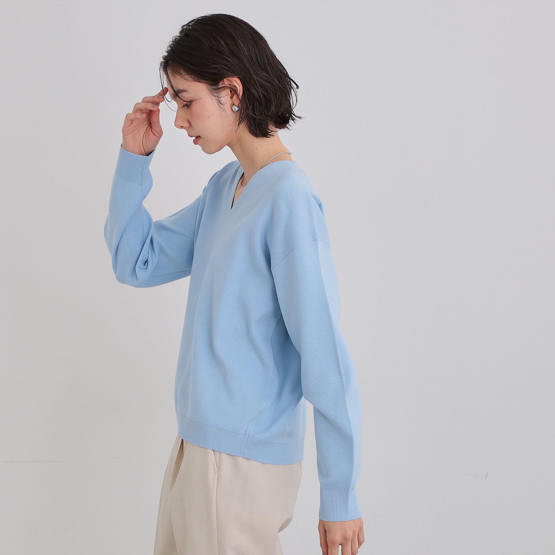 THE SHOP TK「【S-XLサイズ/上品見えが叶う】Vネックニット/蓄熱/洗濯機OK」|ニット・セーター|