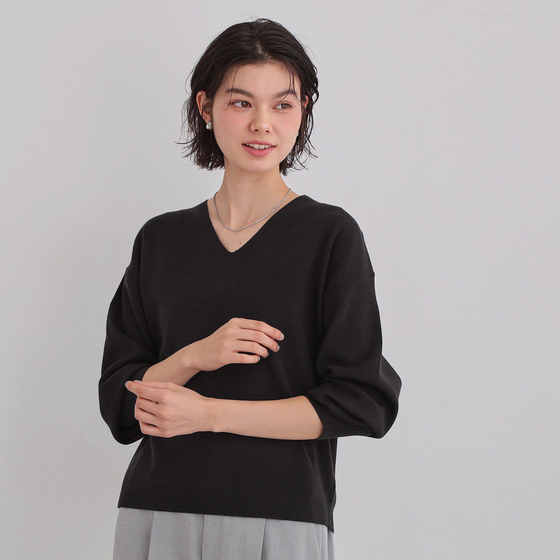 THE SHOP TK「【S-XLサイズ/上品見えが叶う】Vネックニット/蓄熱/洗濯機OK」|ニット・セーター|
