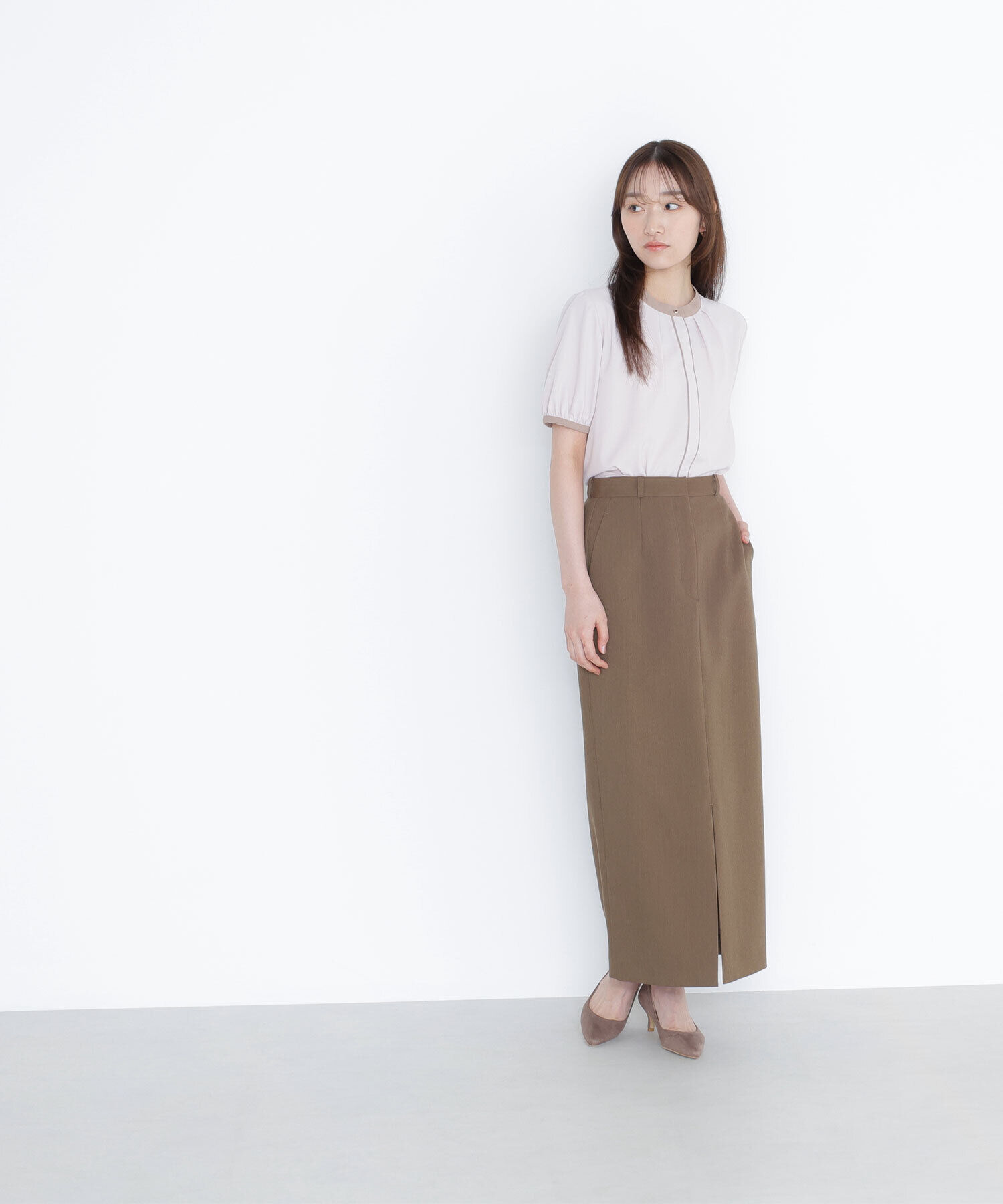  「バイカラートリミングブラウス」|シャツ・ブラウス|