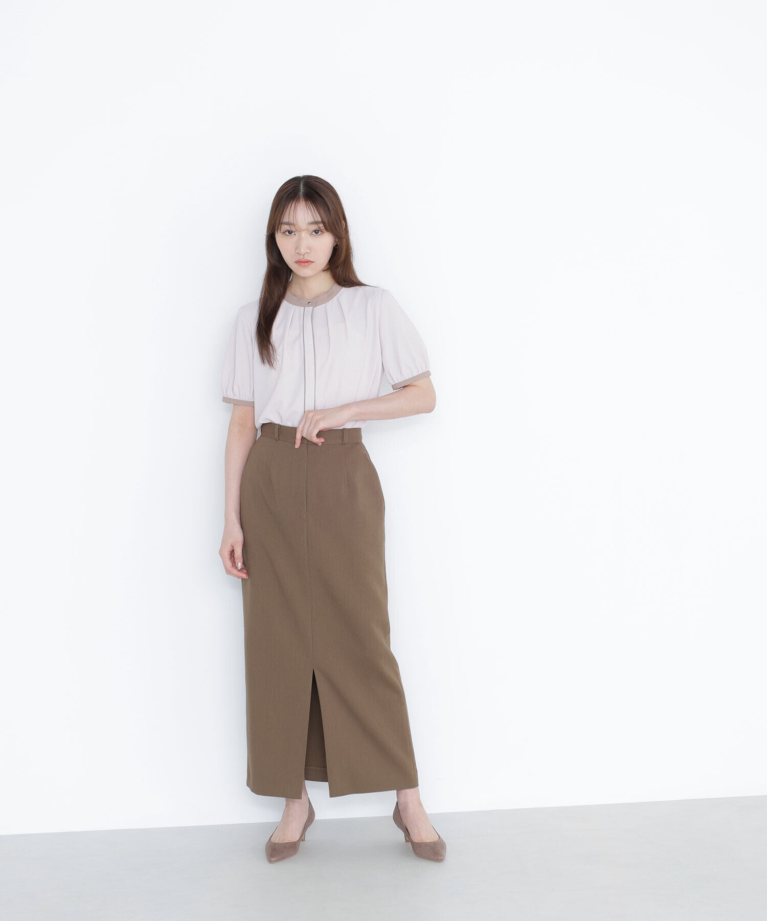  「バイカラートリミングブラウス」|シャツ・ブラウス|