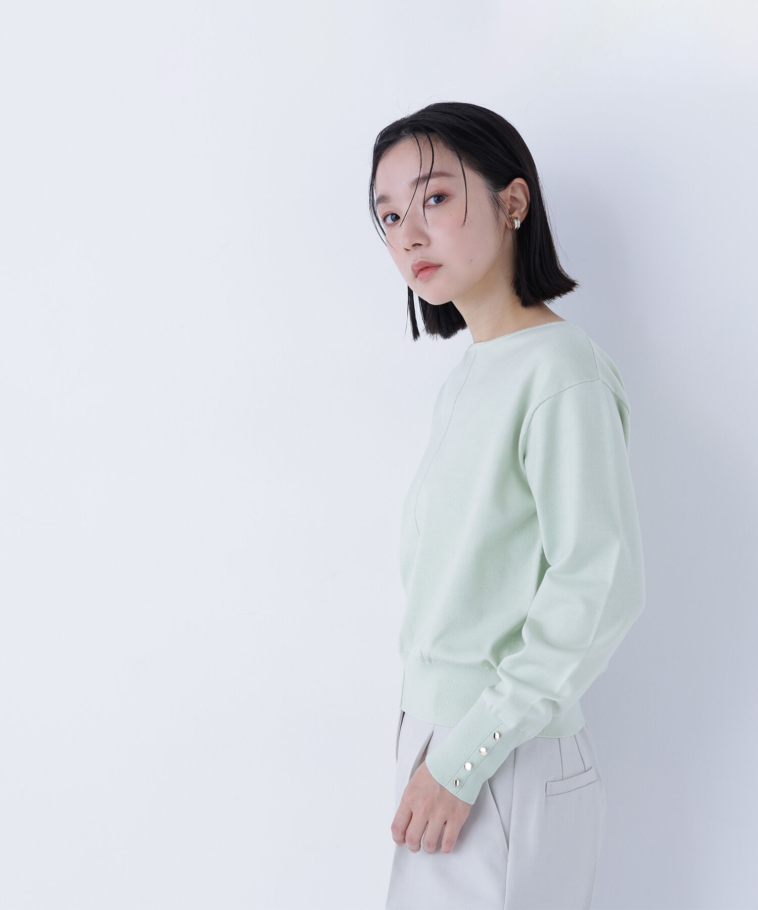  「フロントラインドルマンニット」|ニット・セーター|ライトグリー