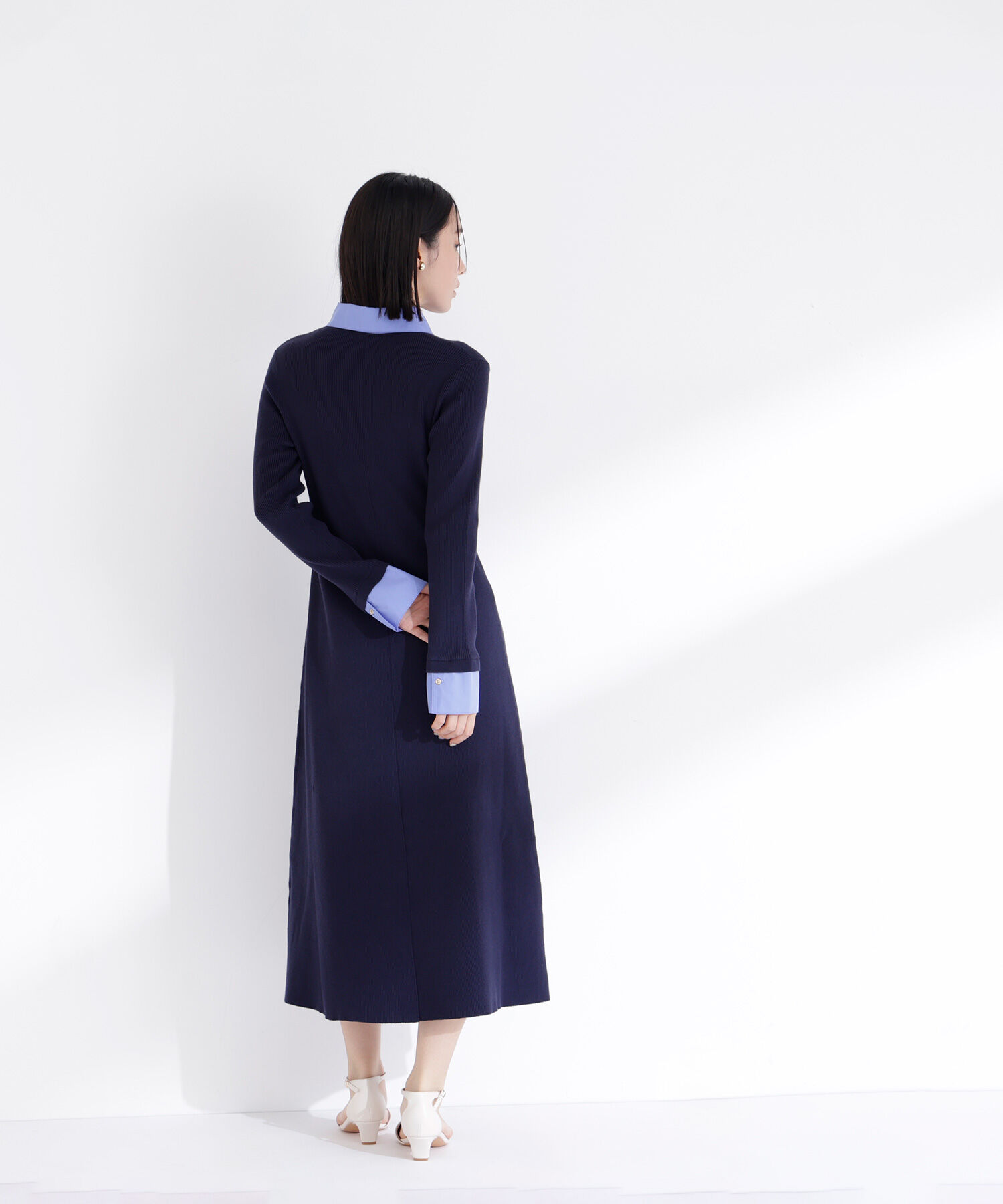  「襟付リブニットワンピース」|ワンピース|