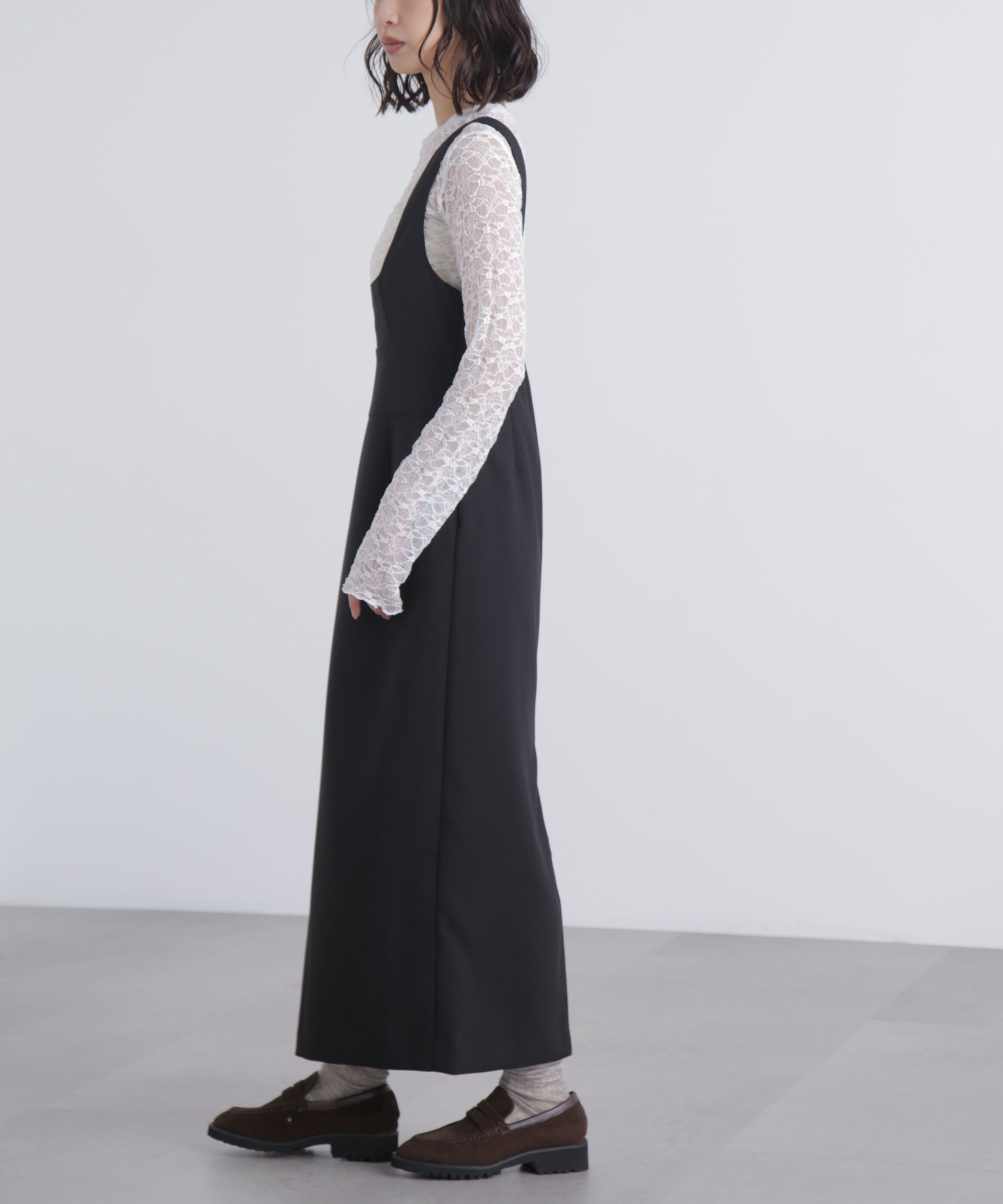  「スクープネックマキシジャンパースカート」|ワンピース|