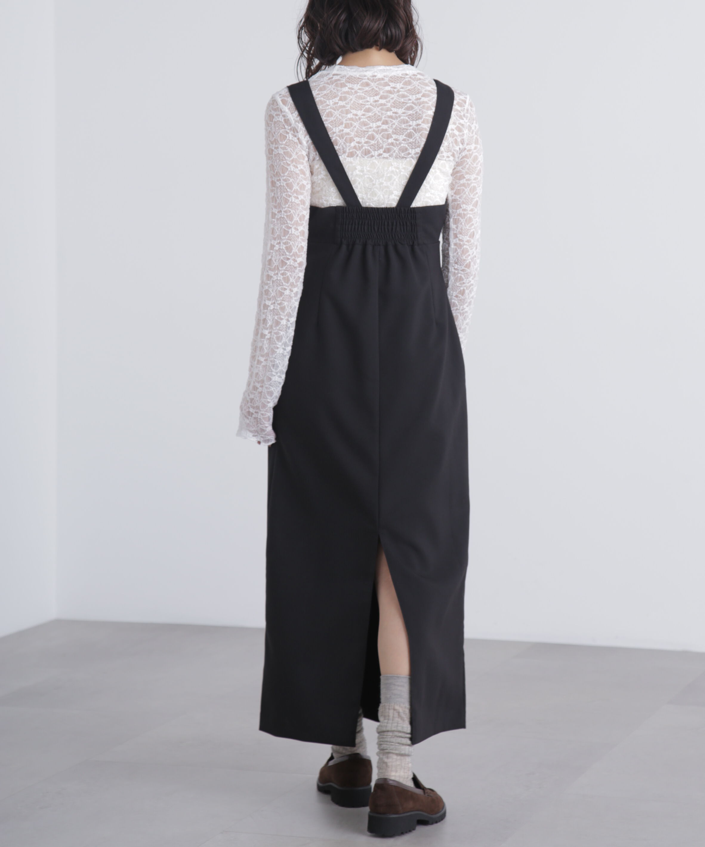  「スクープネックマキシジャンパースカート」|ワンピース|