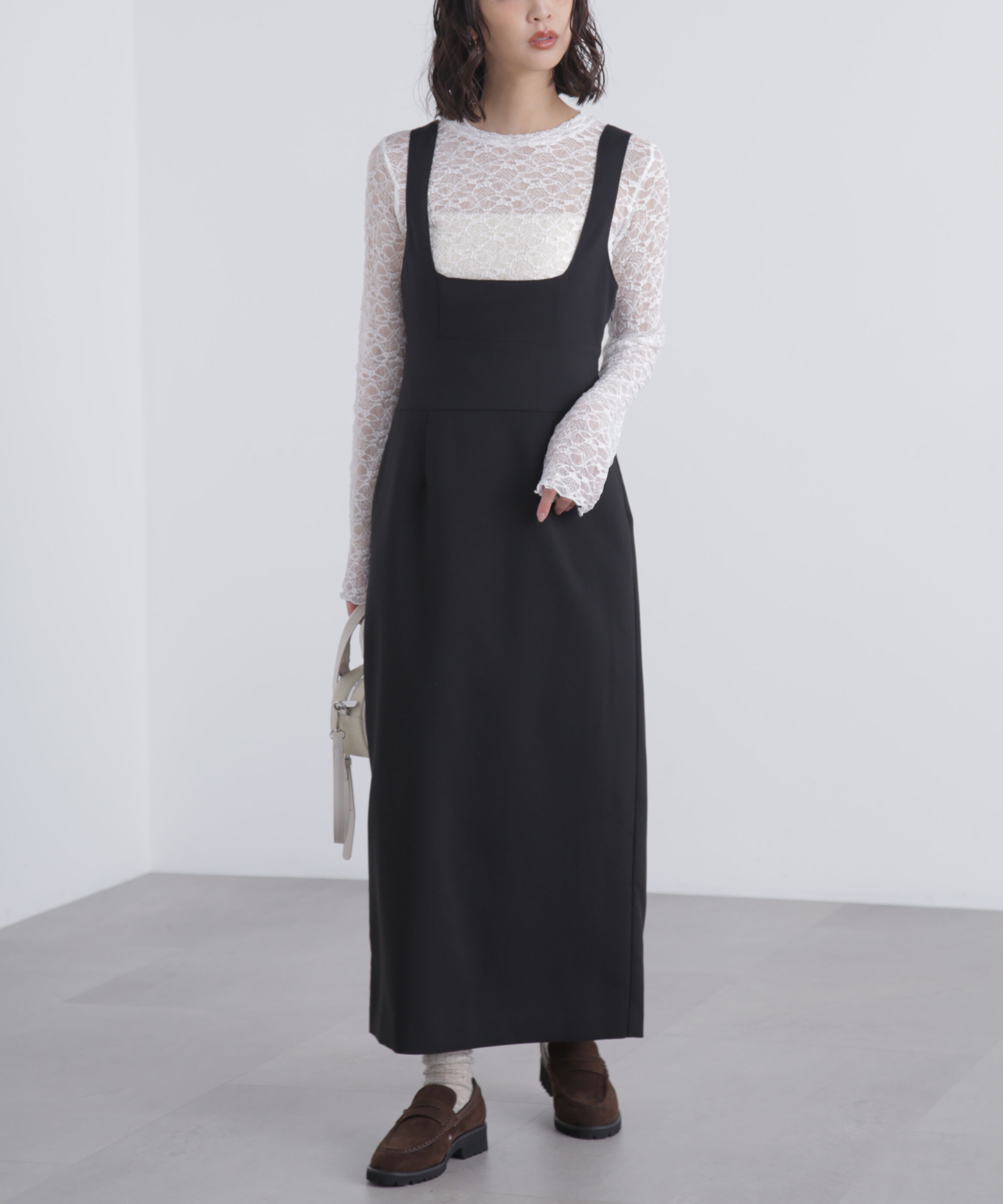  「スクープネックマキシジャンパースカート」|ワンピース|