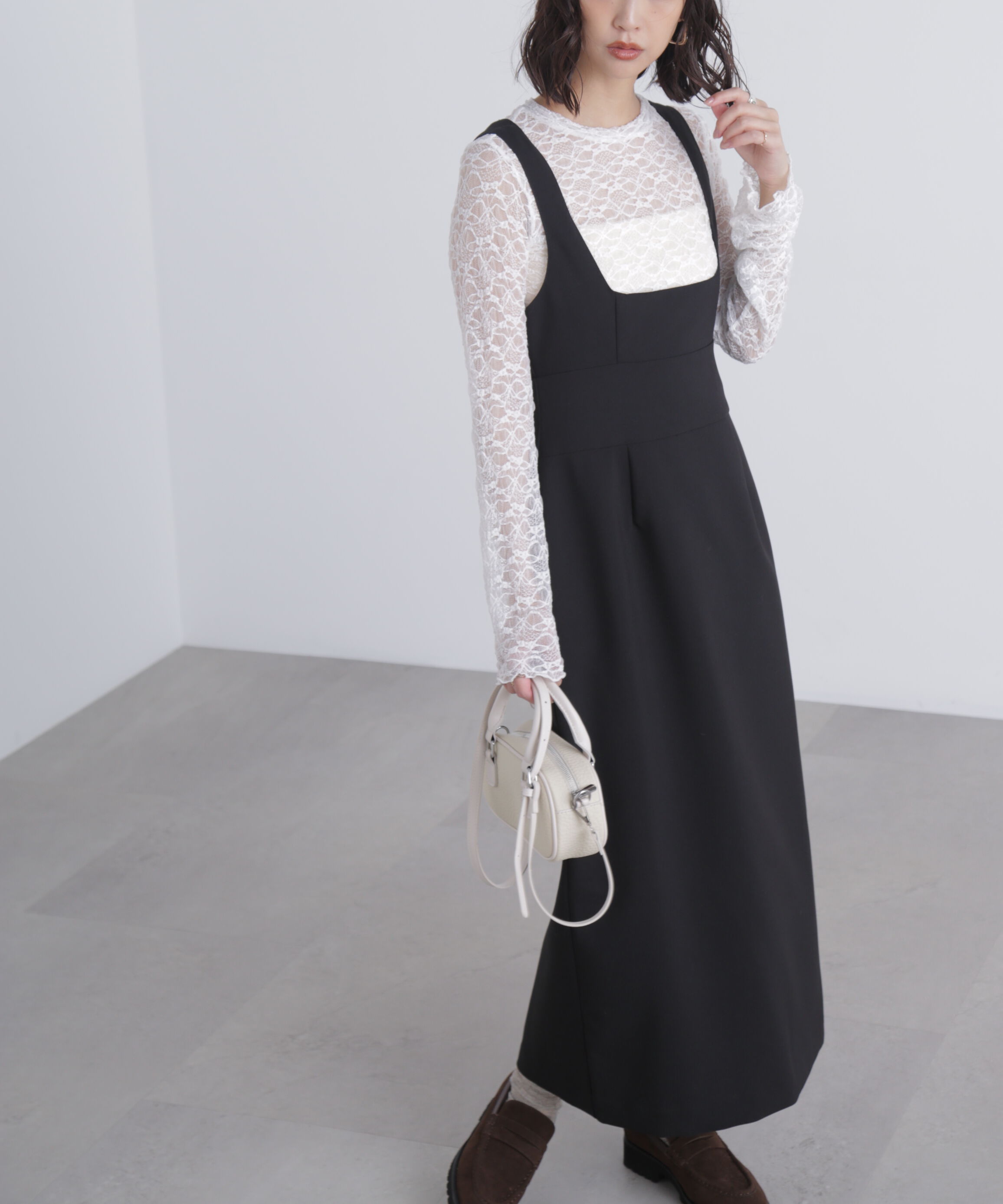  「スクープネックマキシジャンパースカート」|ワンピース|