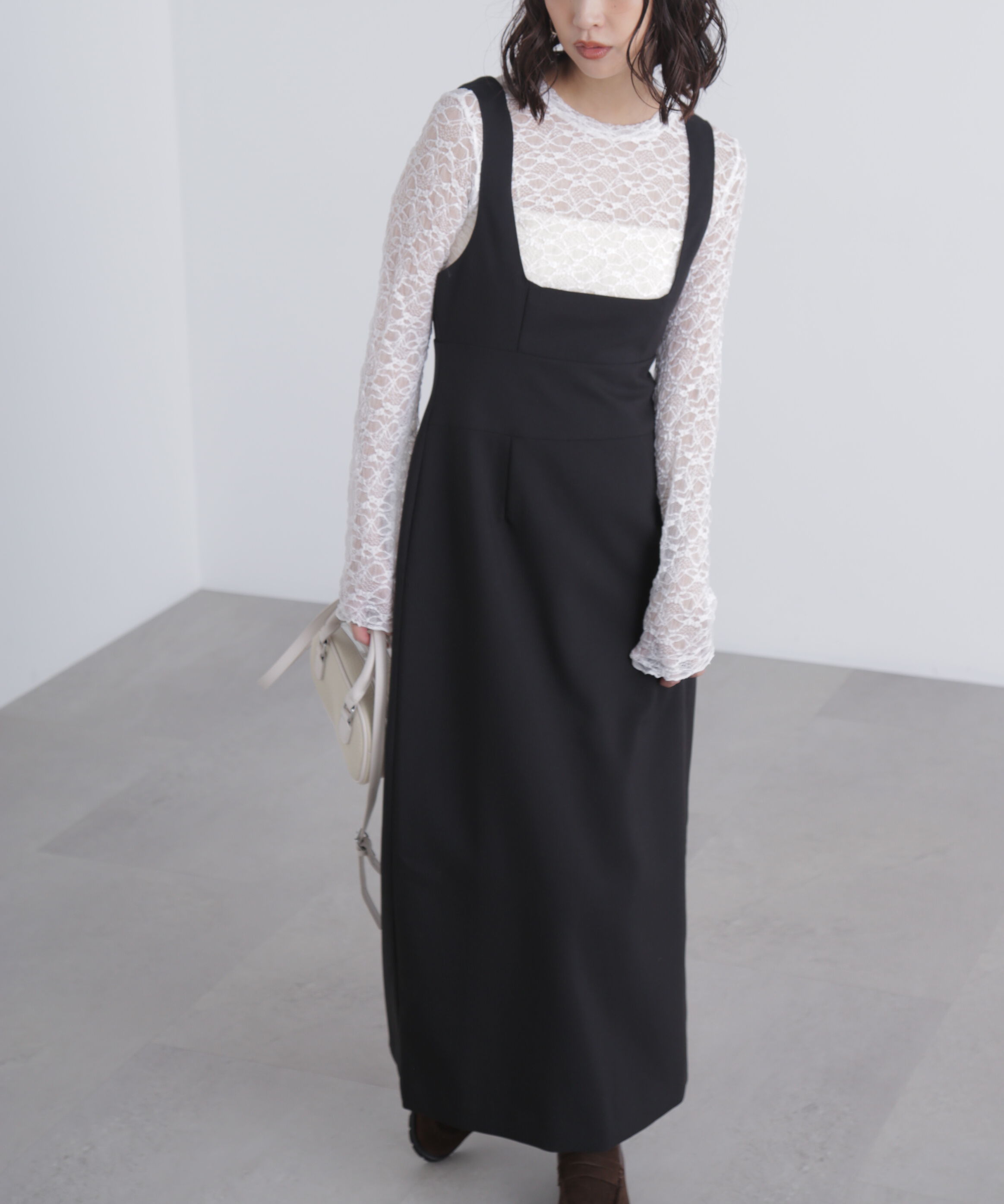  「スクープネックマキシジャンパースカート」|ワンピース|