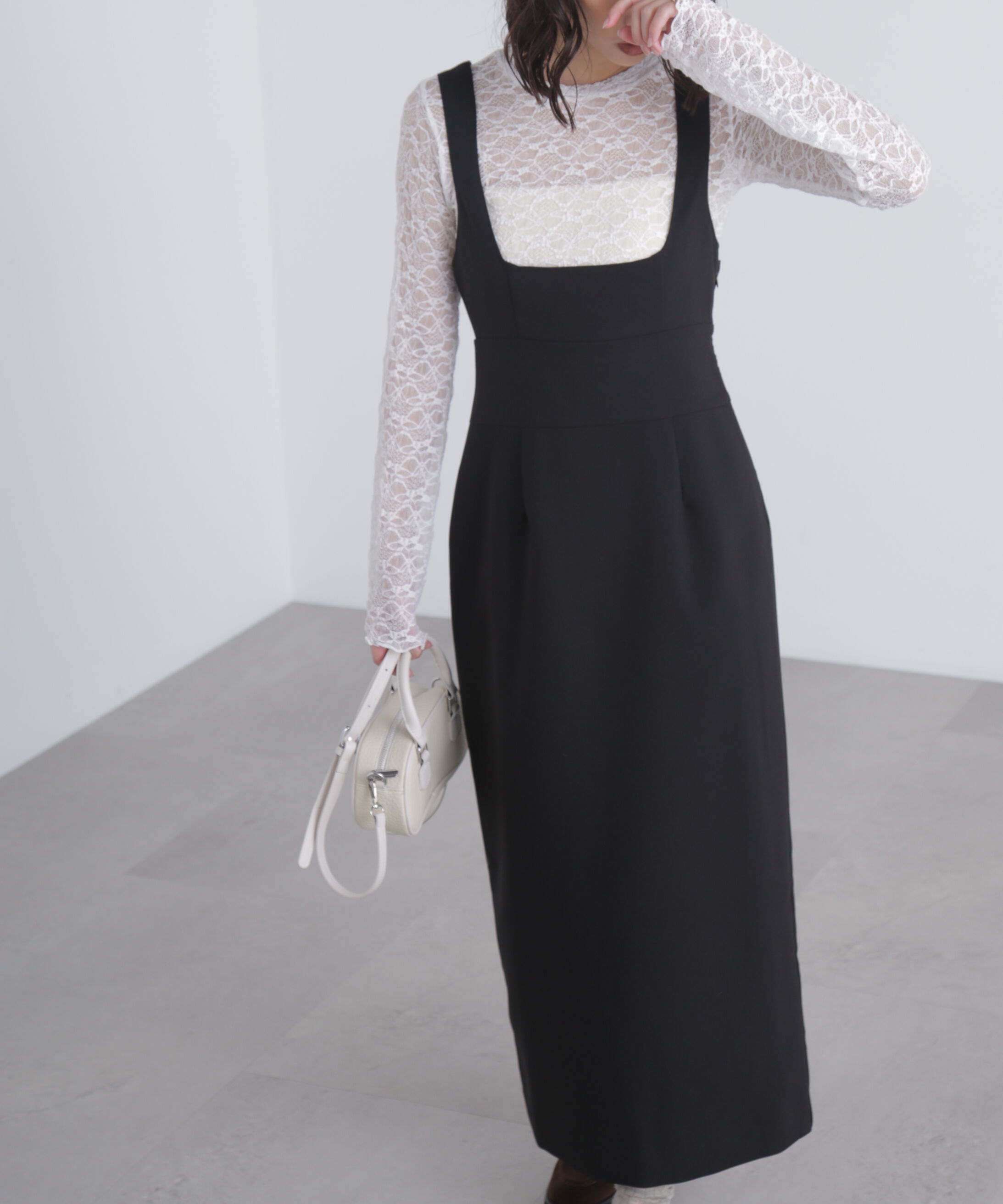  「スクープネックマキシジャンパースカート」|ワンピース|