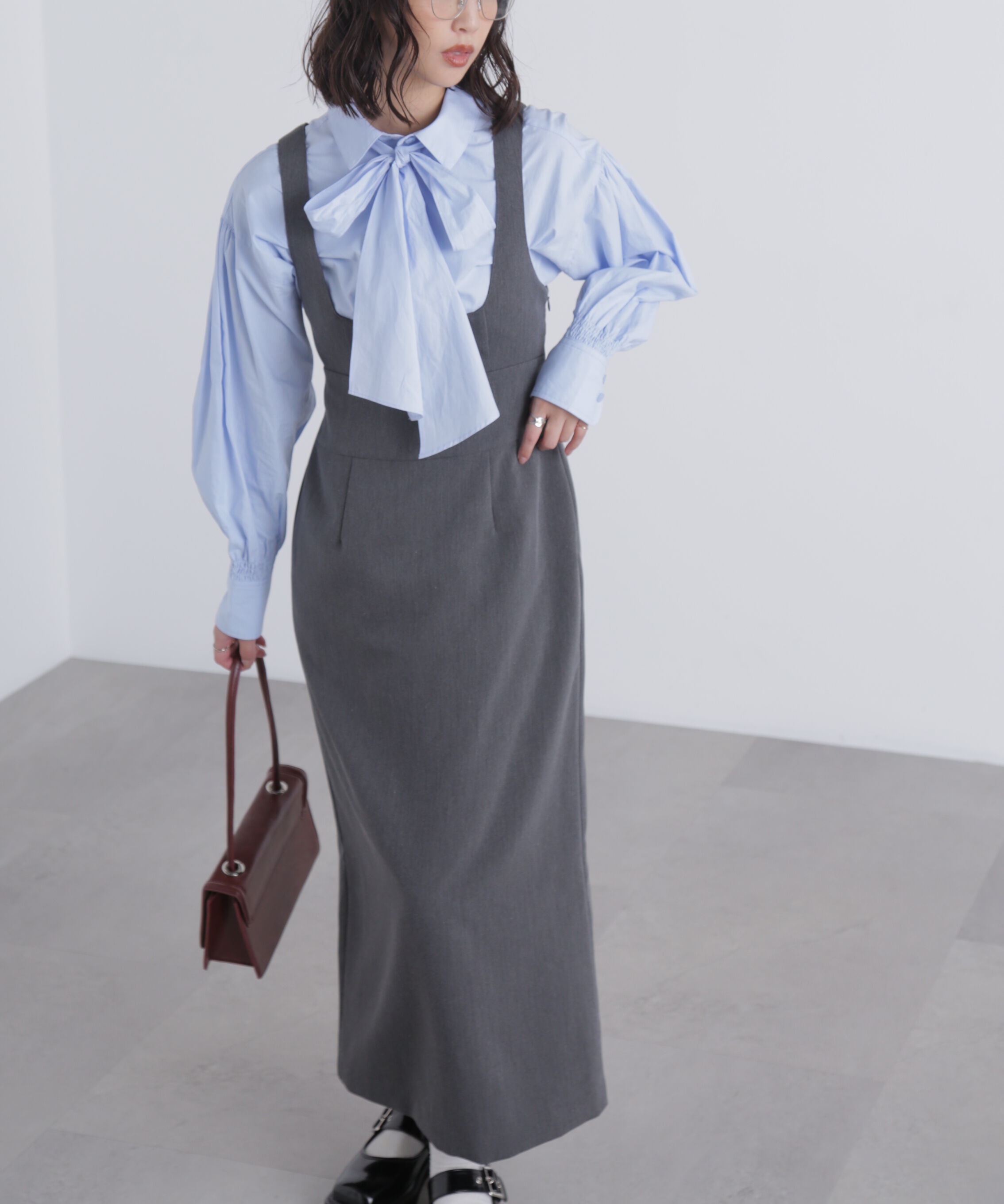  「スクープネックマキシジャンパースカート」|ワンピース|