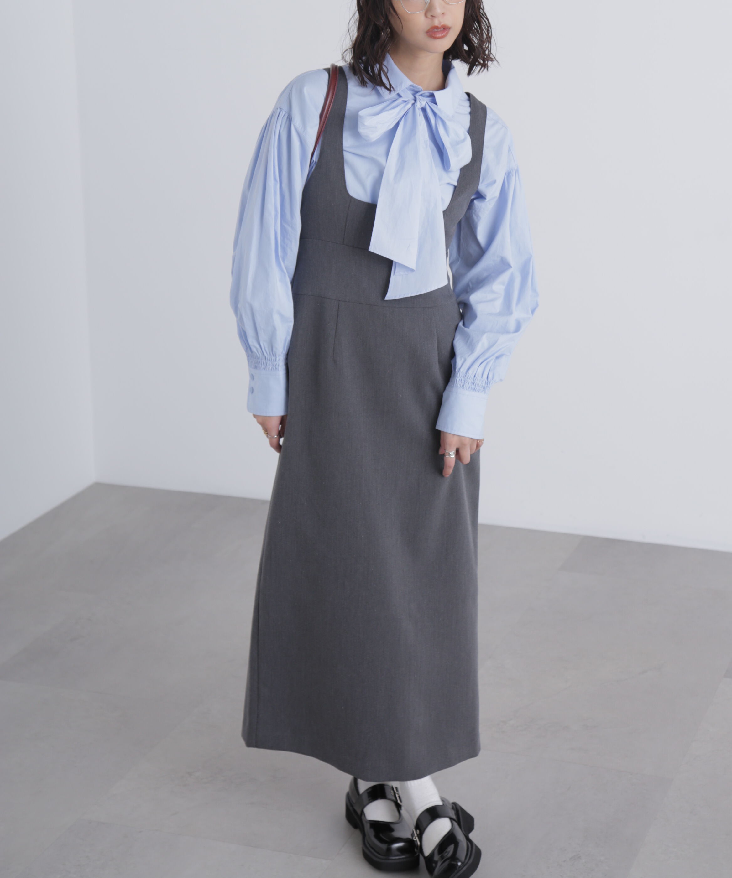  「スクープネックマキシジャンパースカート」|ワンピース|