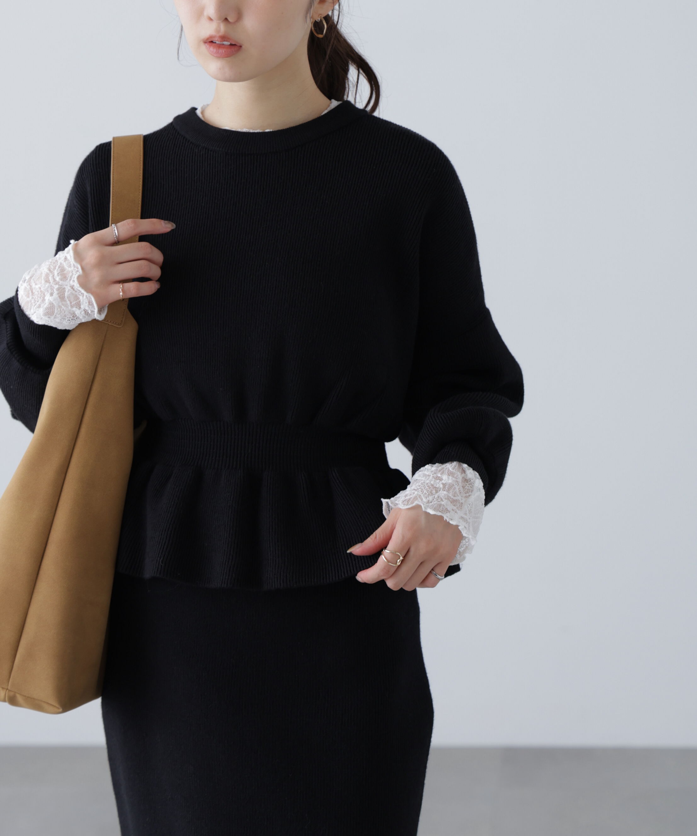  「ペプラムニットセットアップ」|ワンピース|