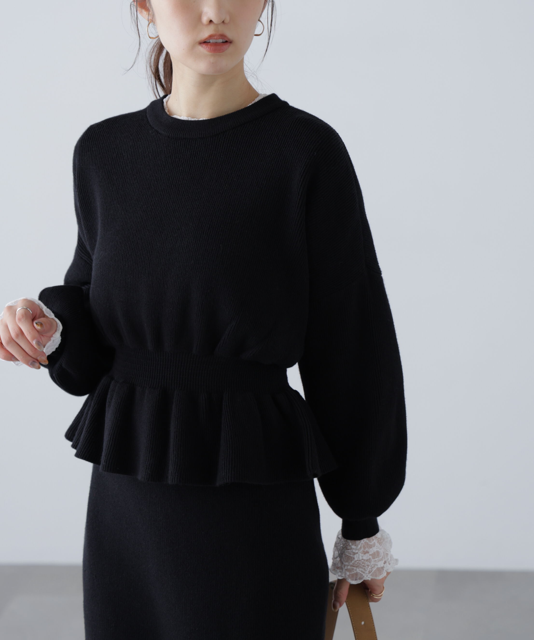  「ペプラムニットセットアップ」|ワンピース|