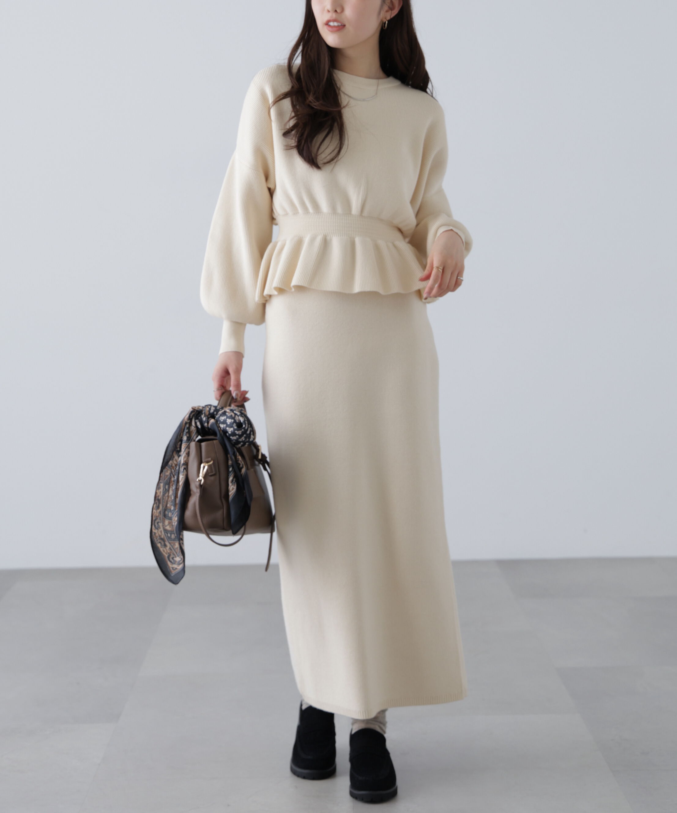  「ペプラムニットセットアップ」|ワンピース|