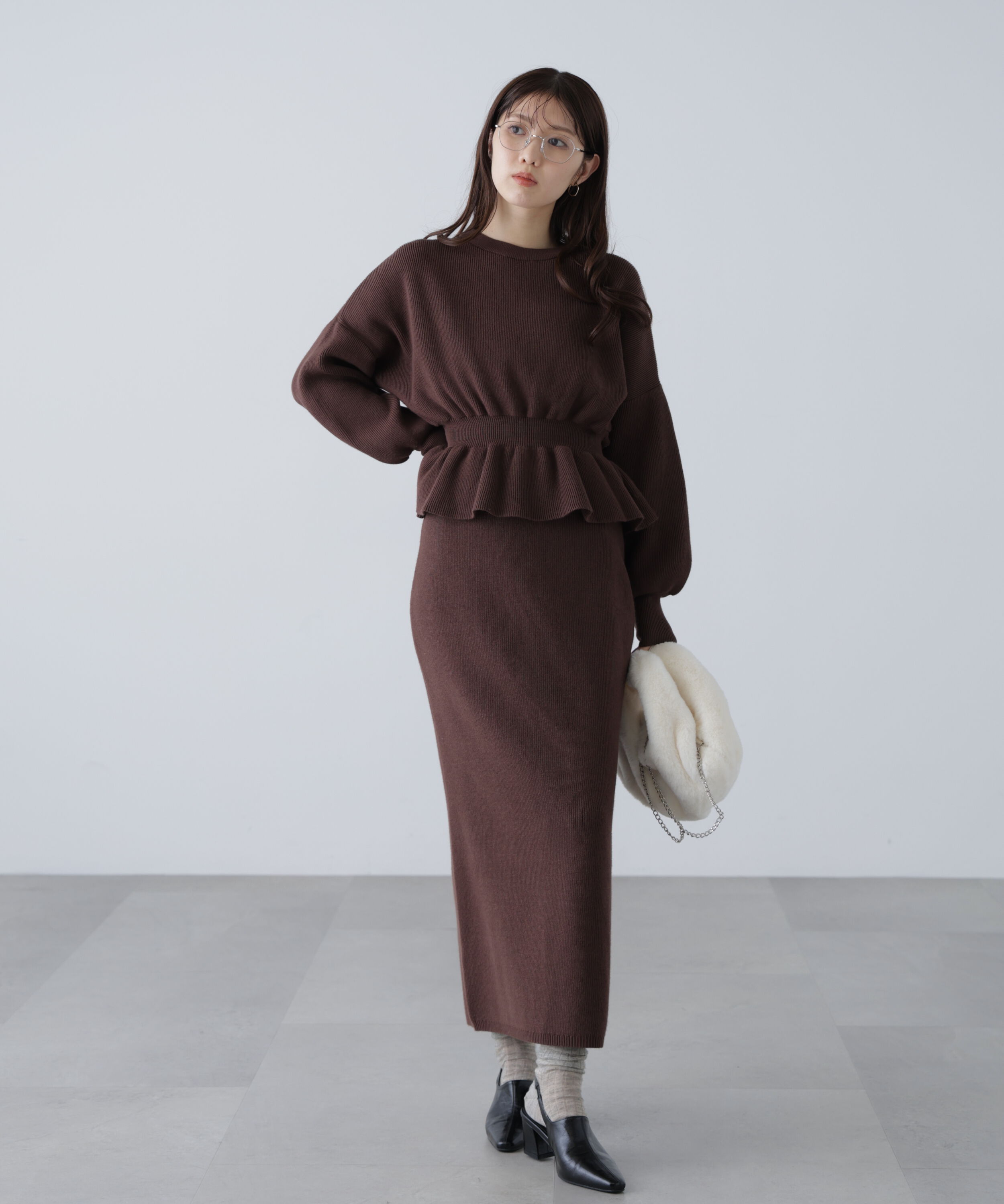  「ペプラムニットセットアップ」|ワンピース|