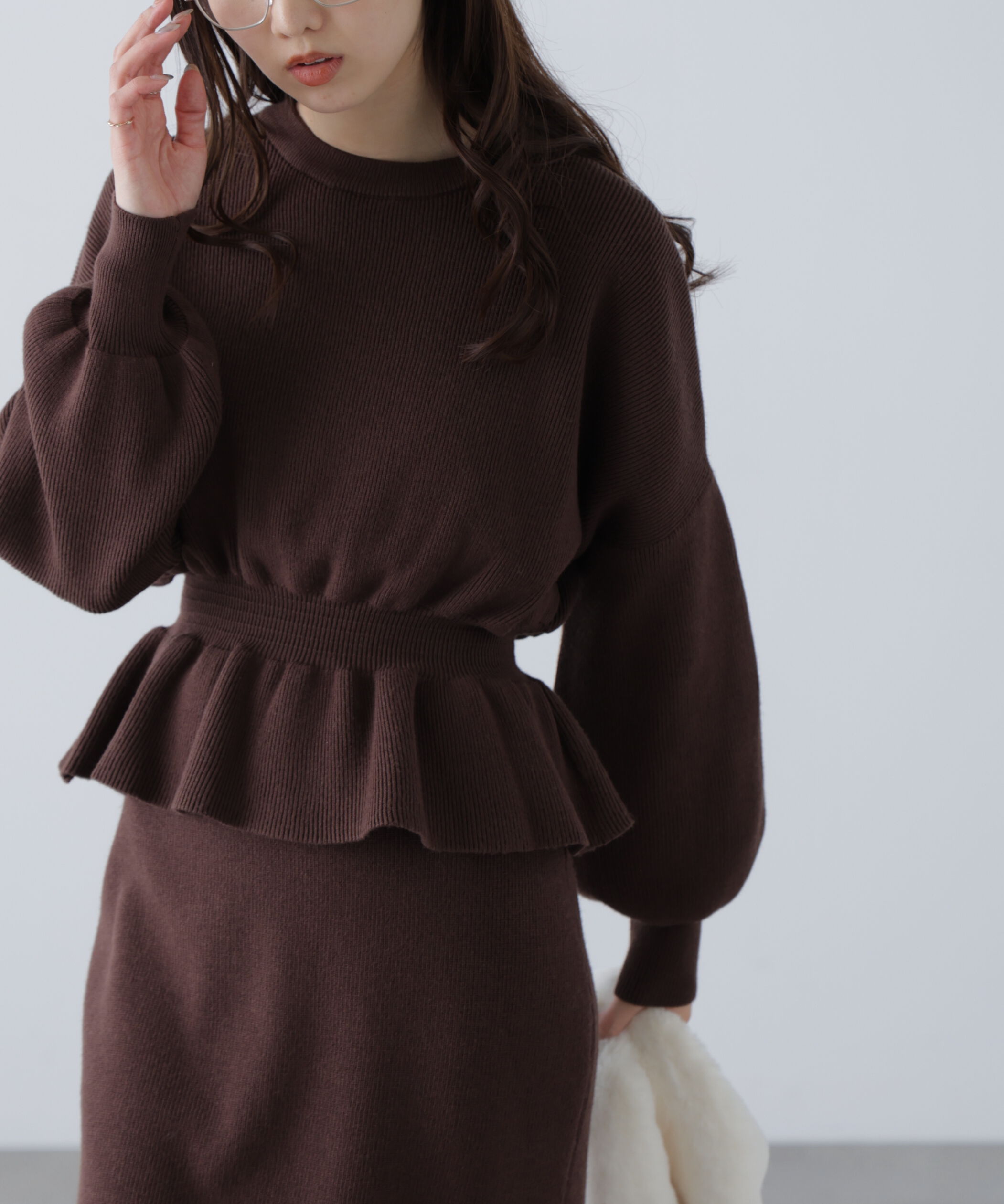  「ペプラムニットセットアップ」|ワンピース|