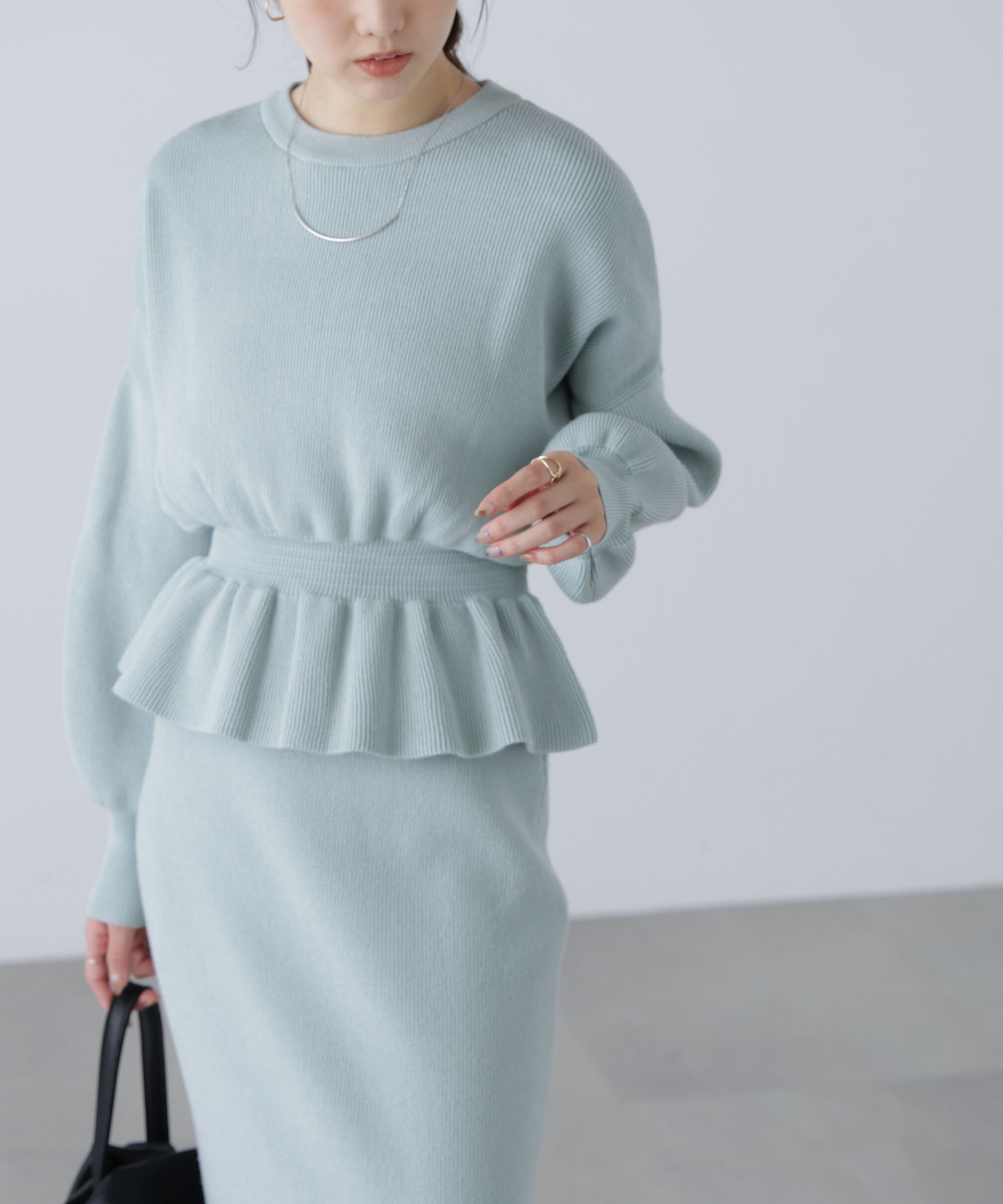  「ペプラムニットセットアップ」|ワンピース|