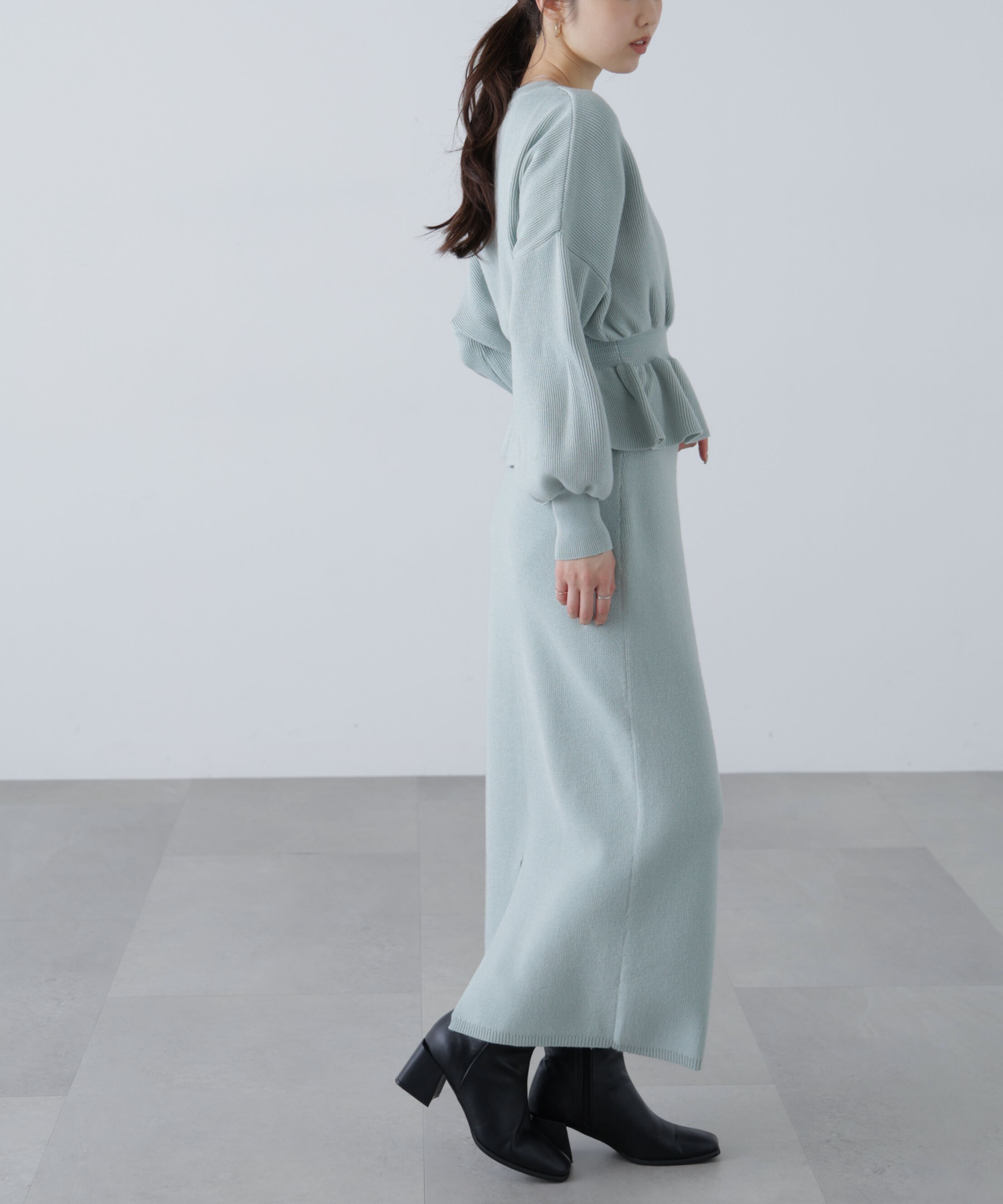  「ペプラムニットセットアップ」|ワンピース|