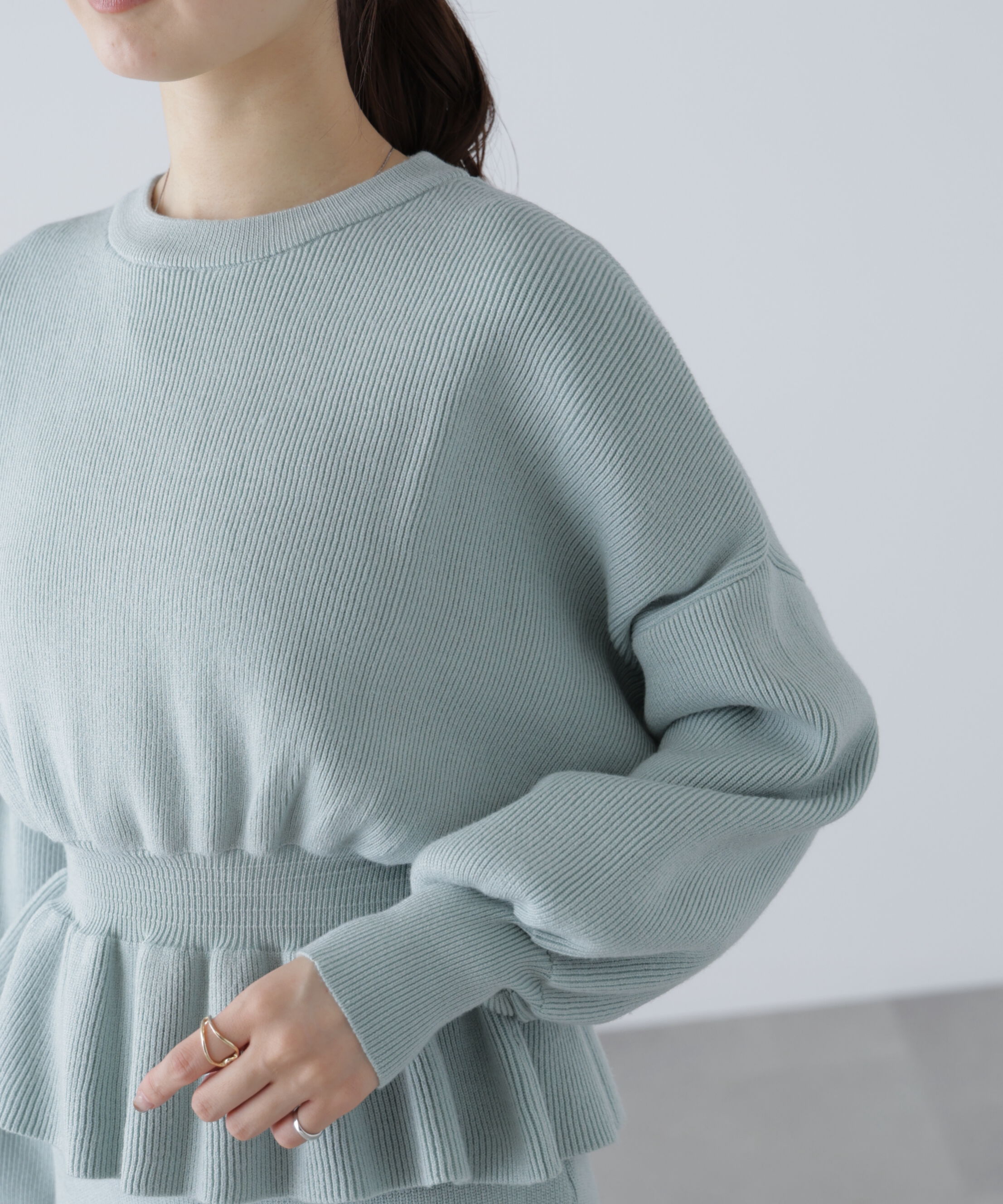  「ペプラムニットセットアップ」|ワンピース|