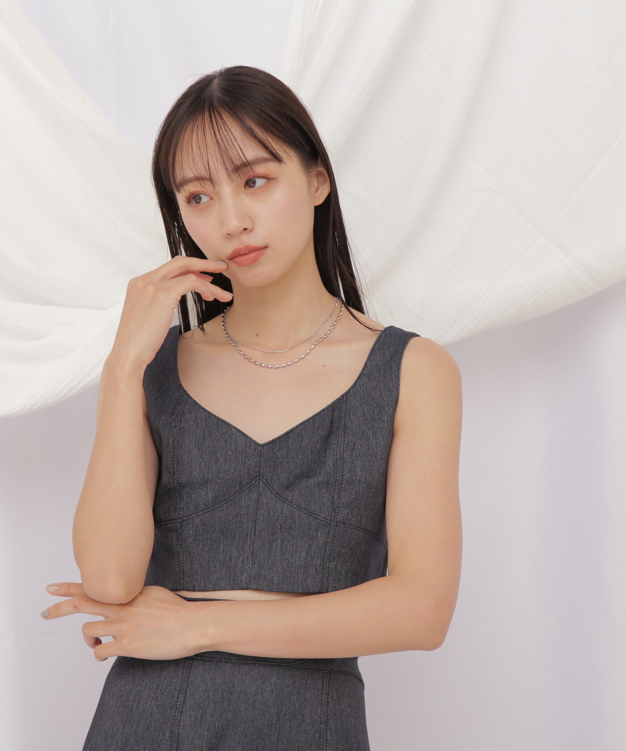  「◇デニムライクビスチェ」|シャツ・ブラウス|