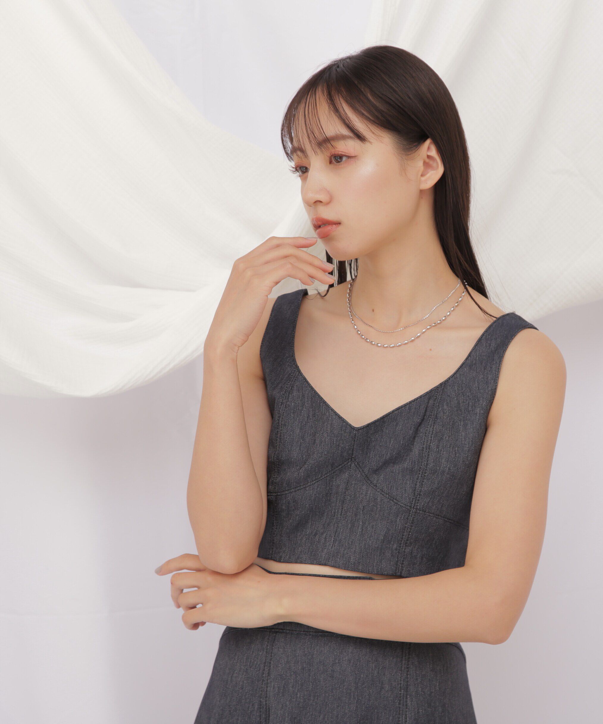  「◇デニムライクビスチェ」|シャツ・ブラウス|