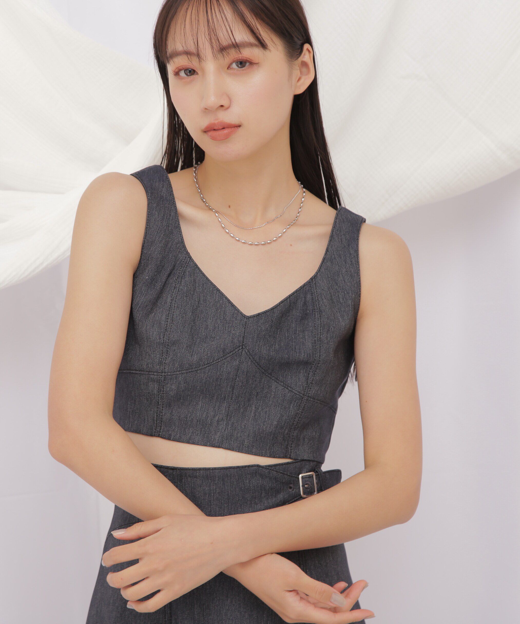  「◇デニムライクビスチェ」|シャツ・ブラウス|