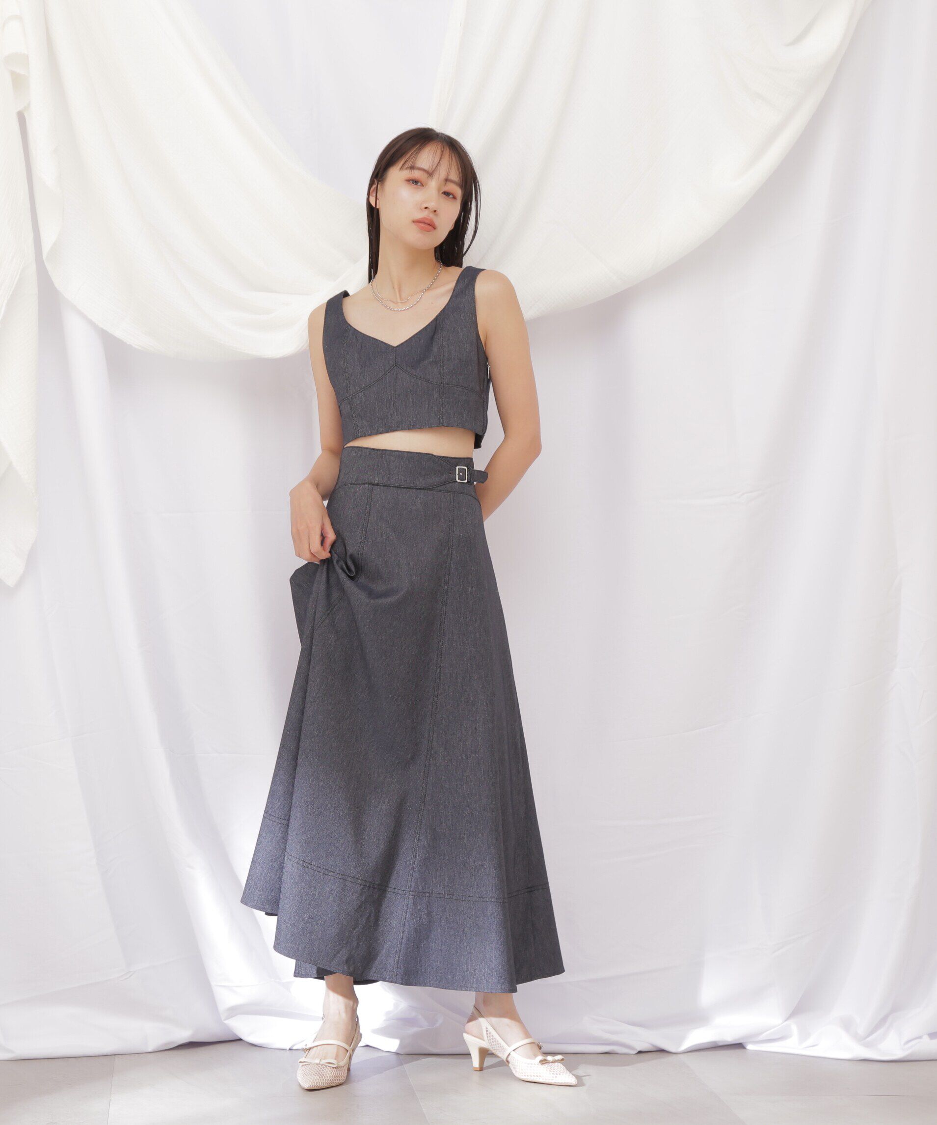  「◇デニムライクビスチェ」|シャツ・ブラウス|