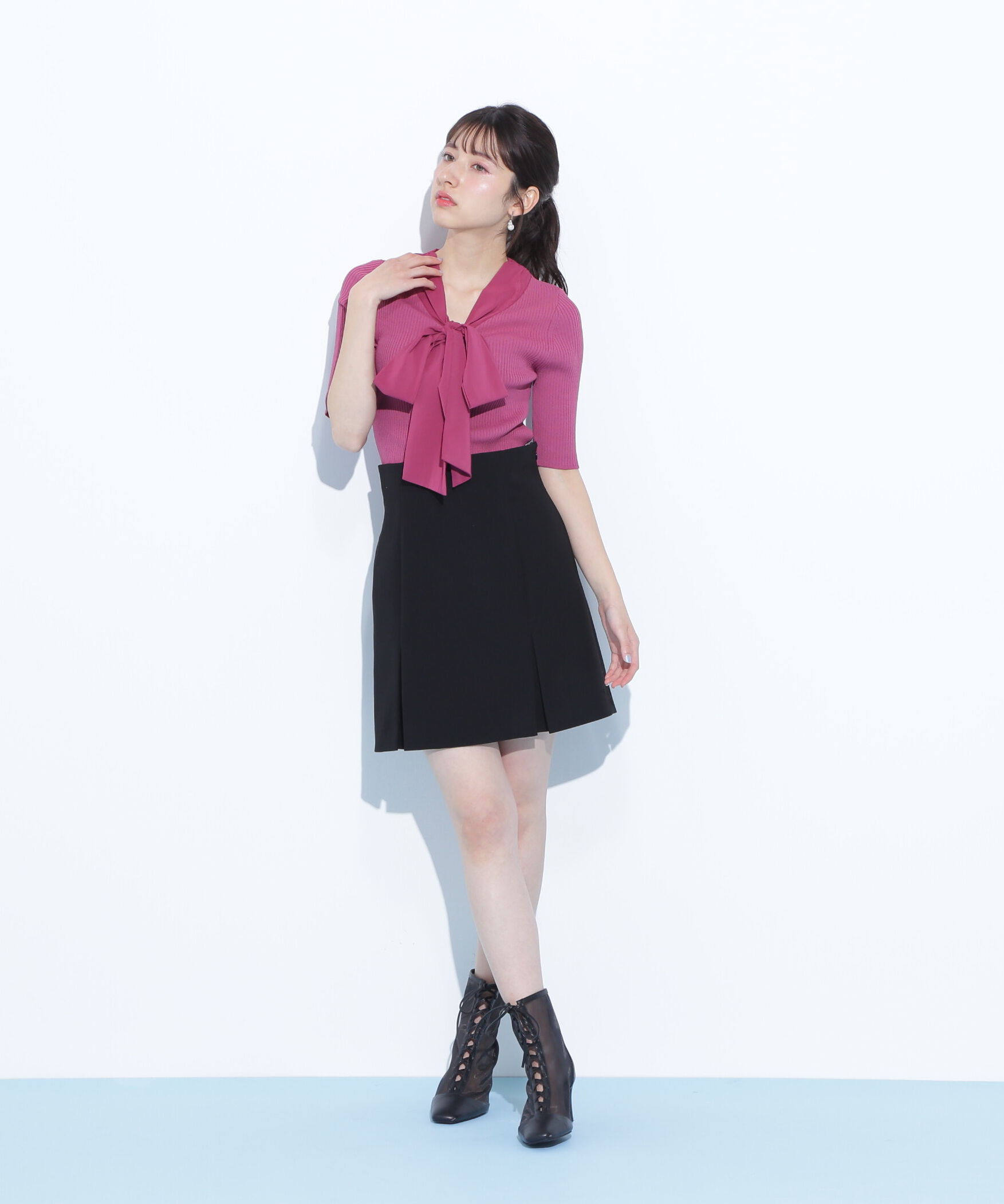  「ボックスプリーツタイトミニスカート」|スカート|