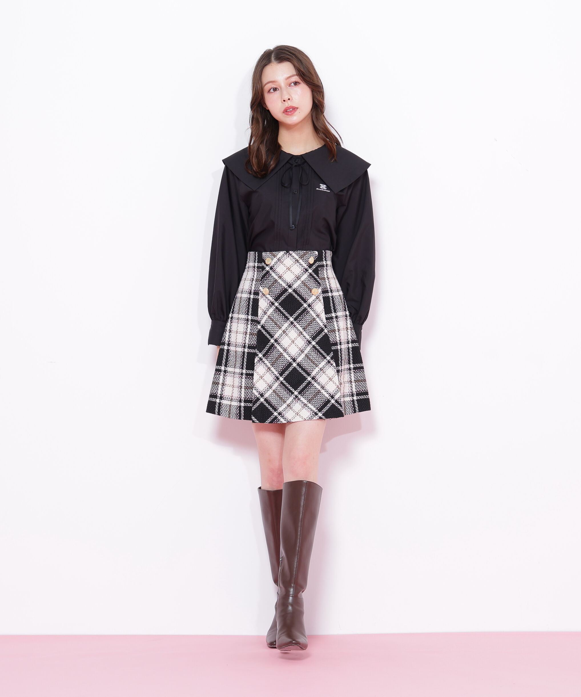  「ビッグカラー短丈ブラウス」|シャツ・ブラウス|