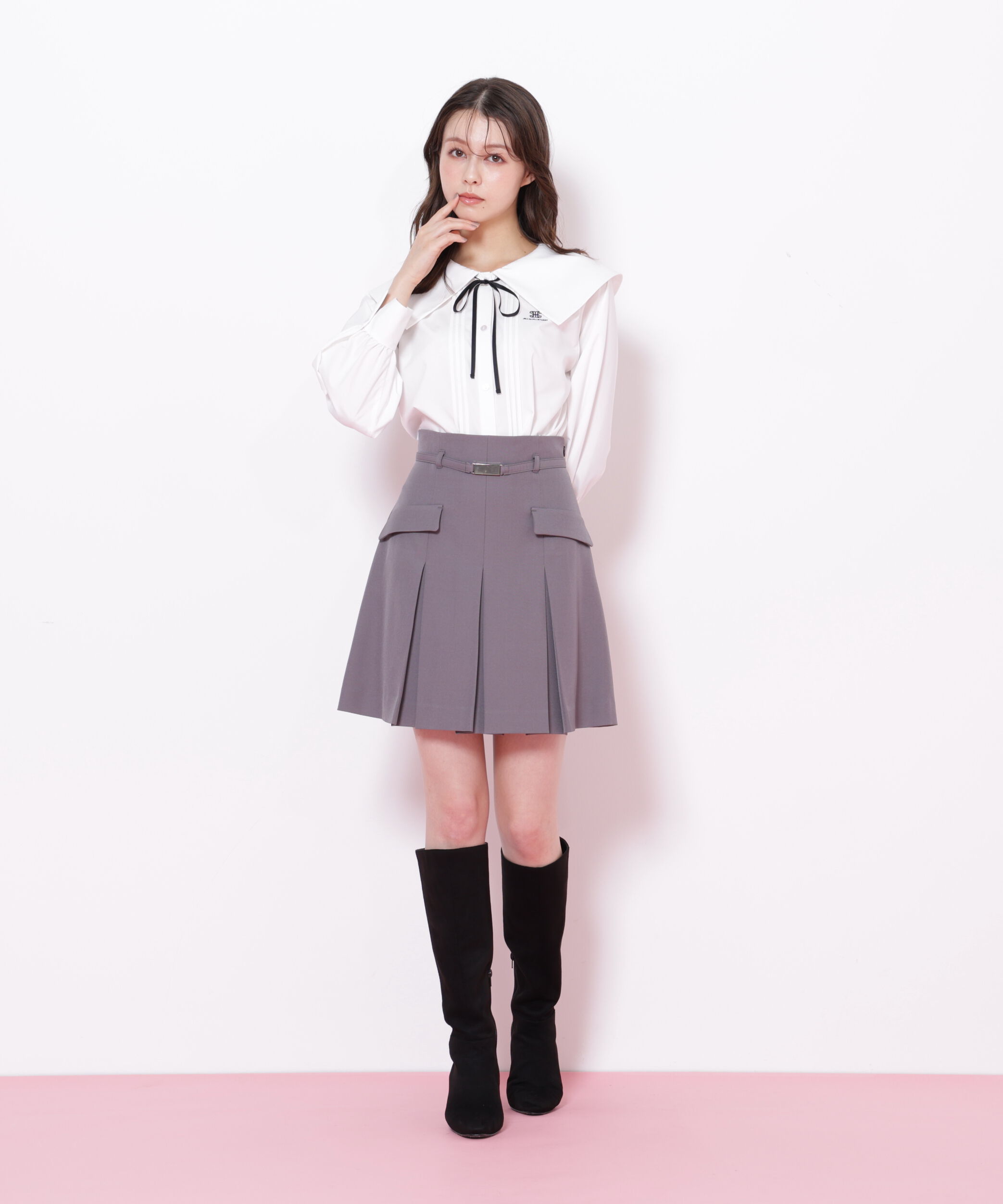  「ビッグカラー短丈ブラウス」|シャツ・ブラウス|