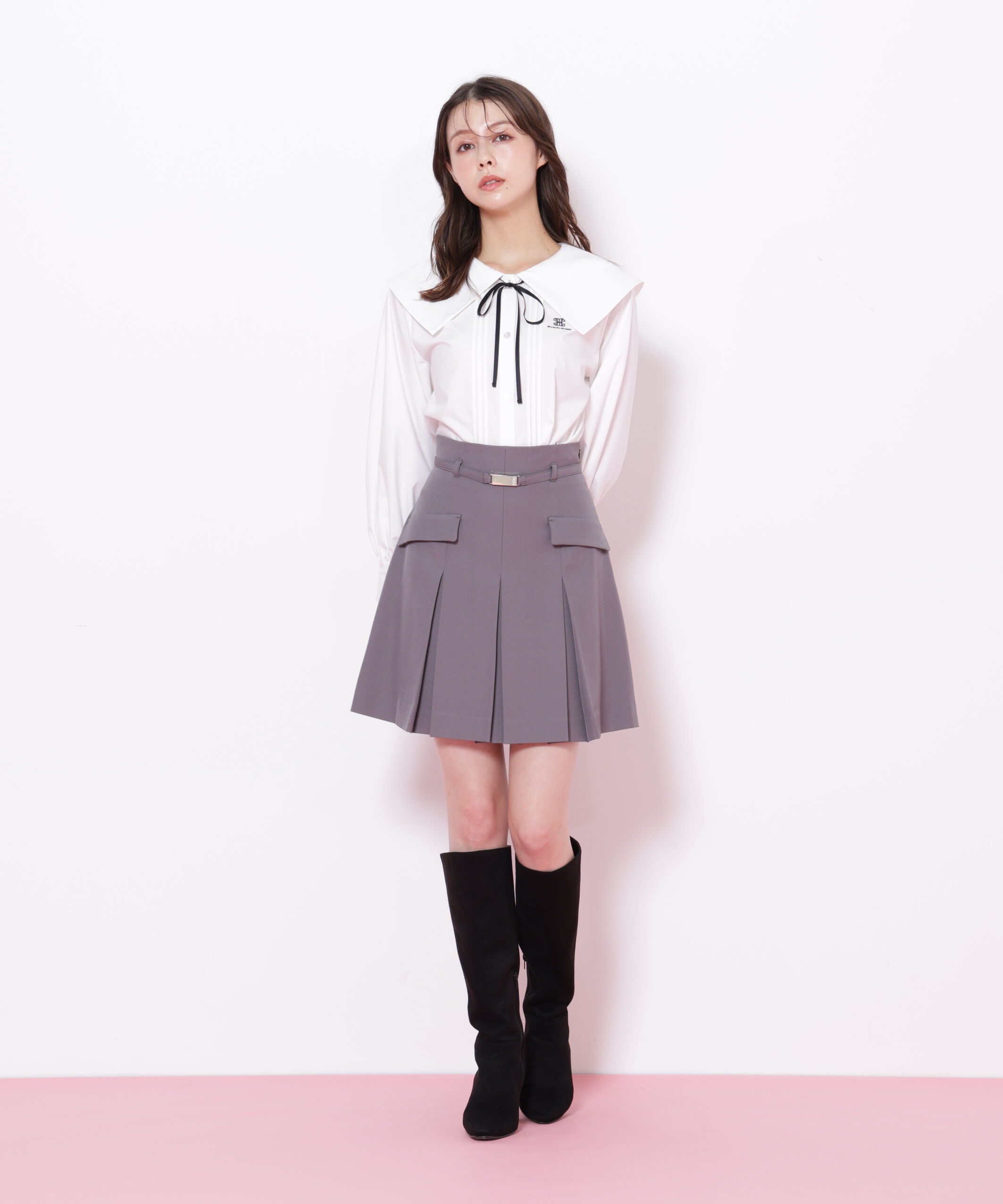  「ビッグカラー短丈ブラウス」|シャツ・ブラウス|