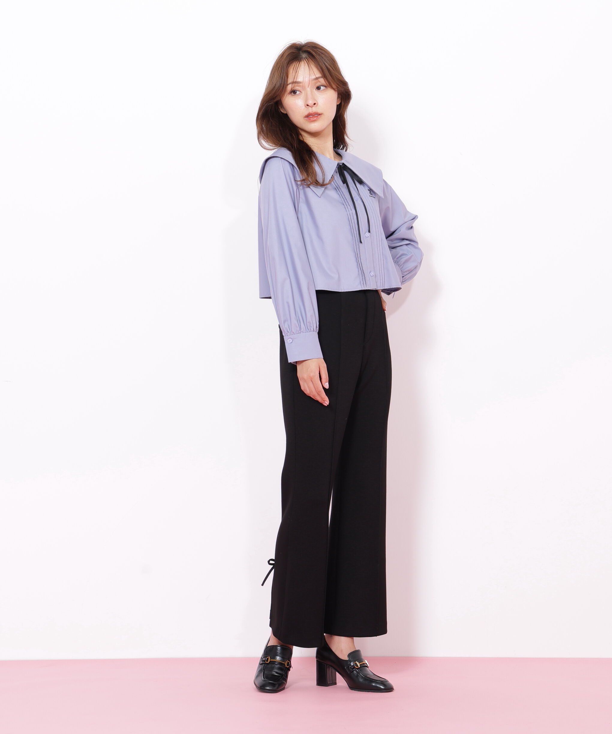  「ビッグカラー短丈ブラウス」|シャツ・ブラウス|