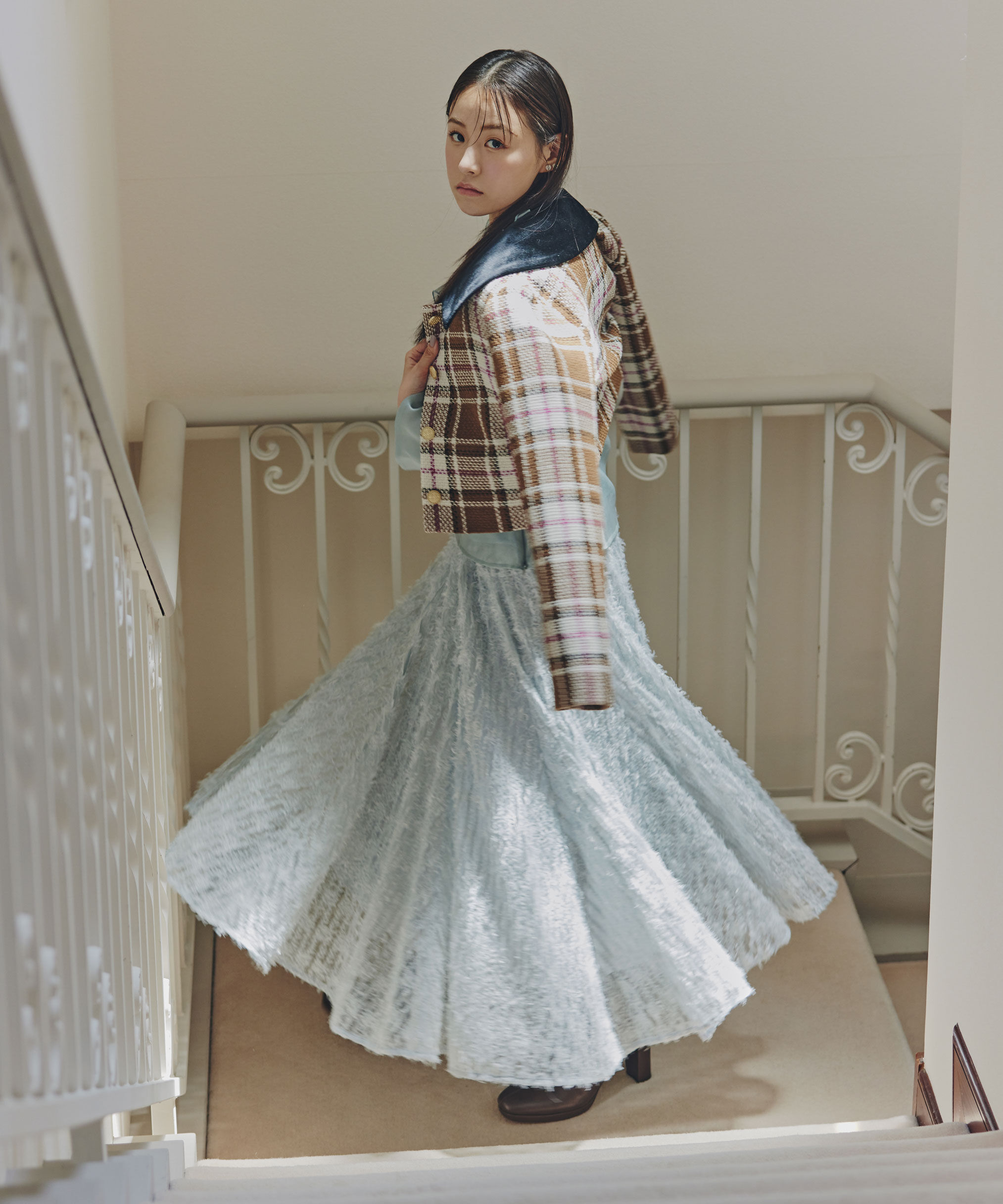  「フェザーテープチュールスカート」|スカート|ブルー