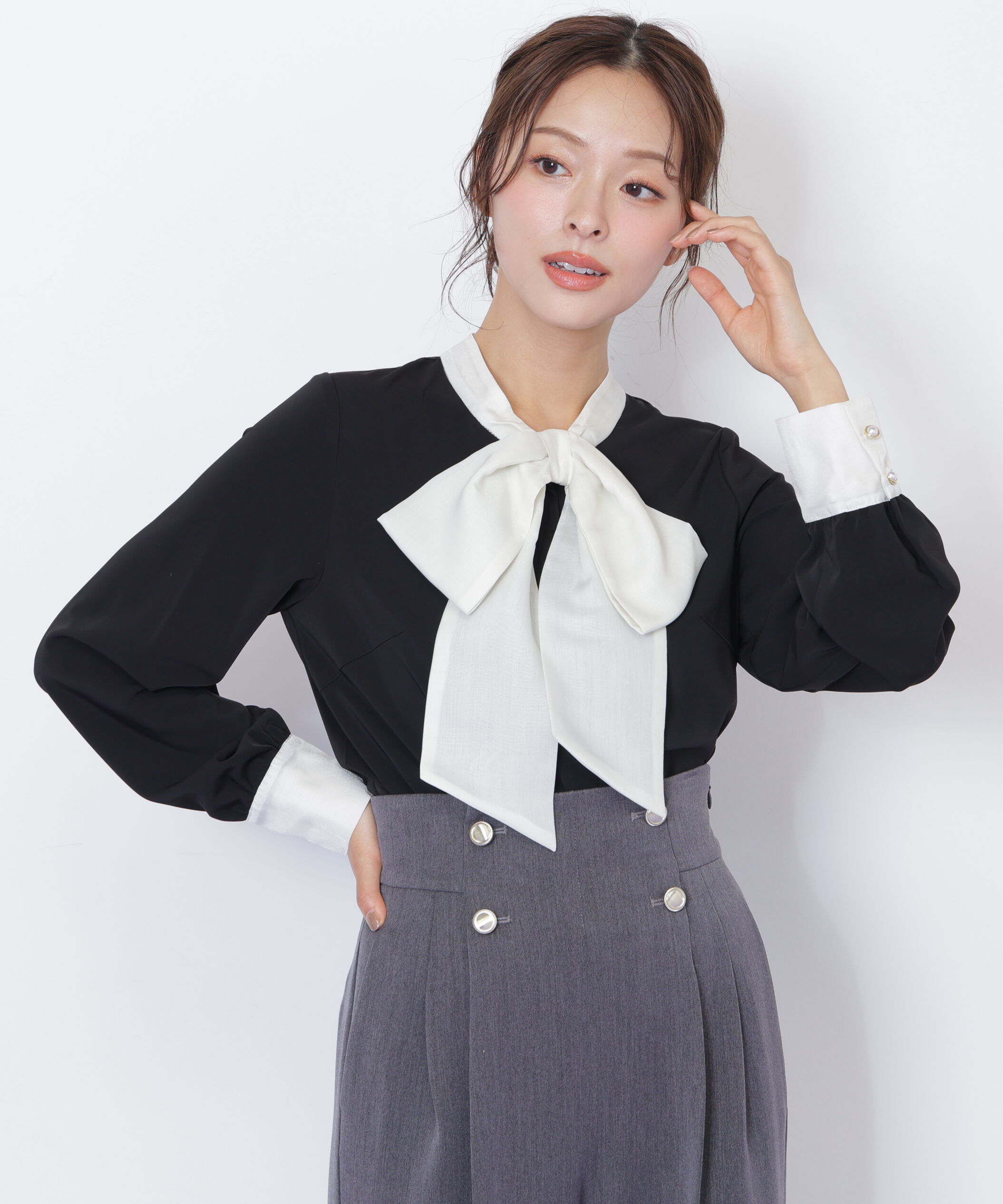  「ビッグボウタイブラウス」|シャツ・ブラウス|ブラック
