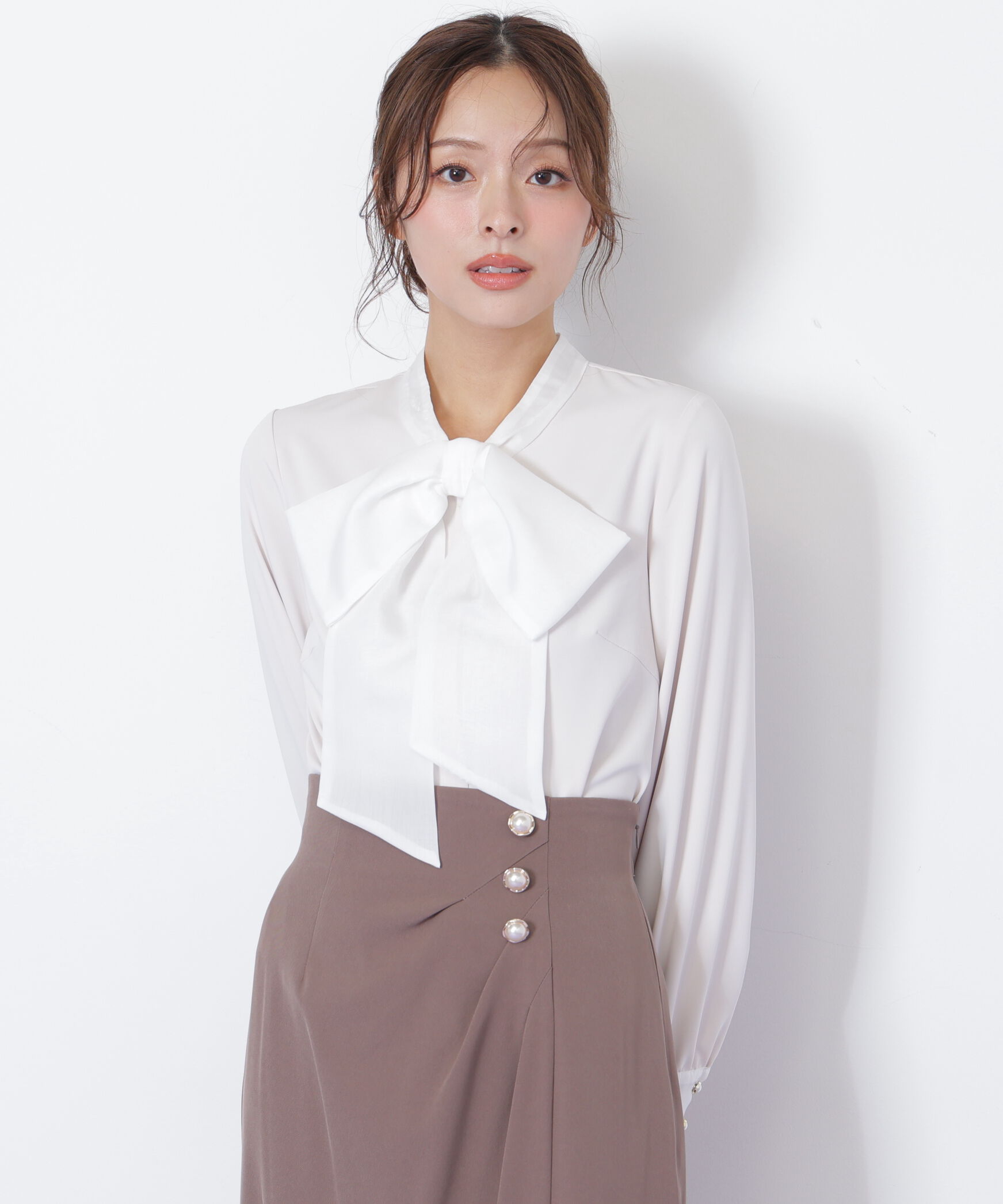  「ビッグボウタイブラウス」|シャツ・ブラウス|ピンク