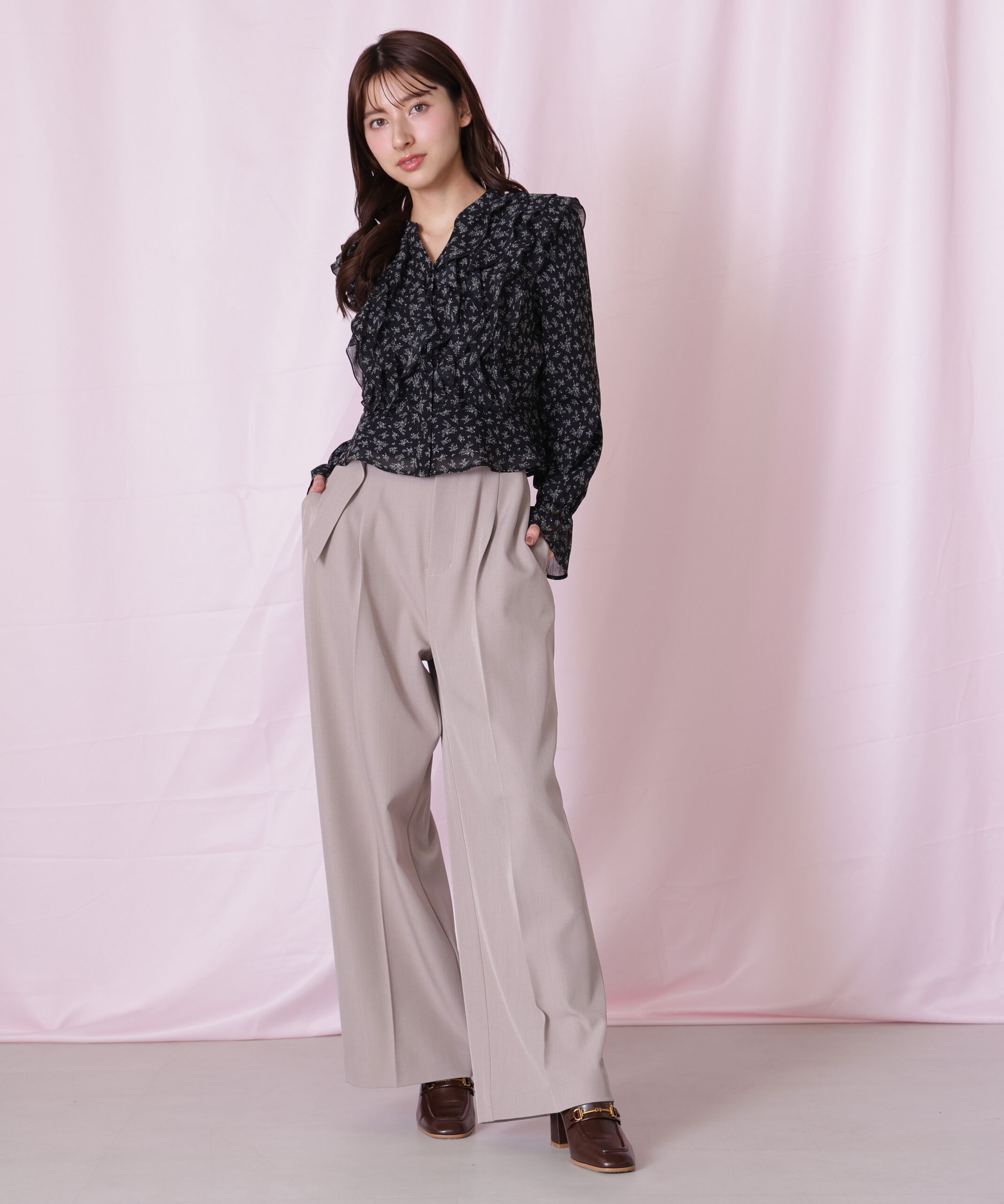  「小花プリントフリルブラウス」|シャツ・ブラウス|