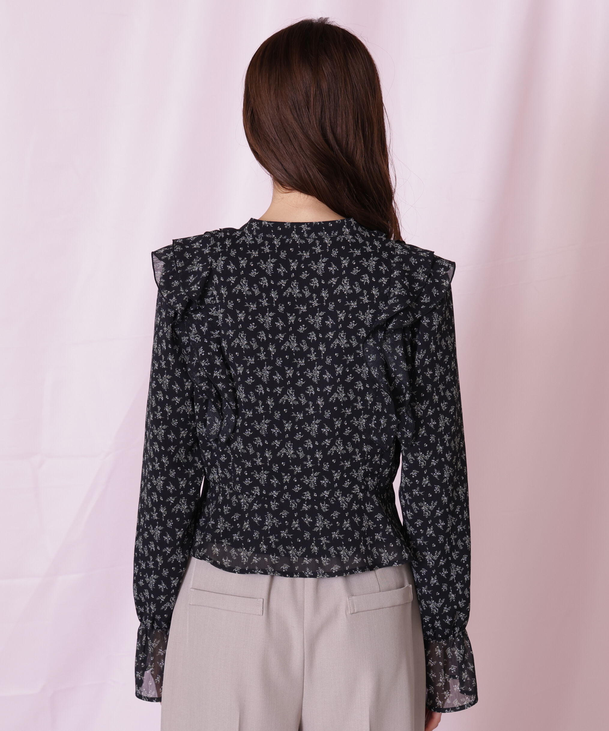  「小花プリントフリルブラウス」|シャツ・ブラウス|