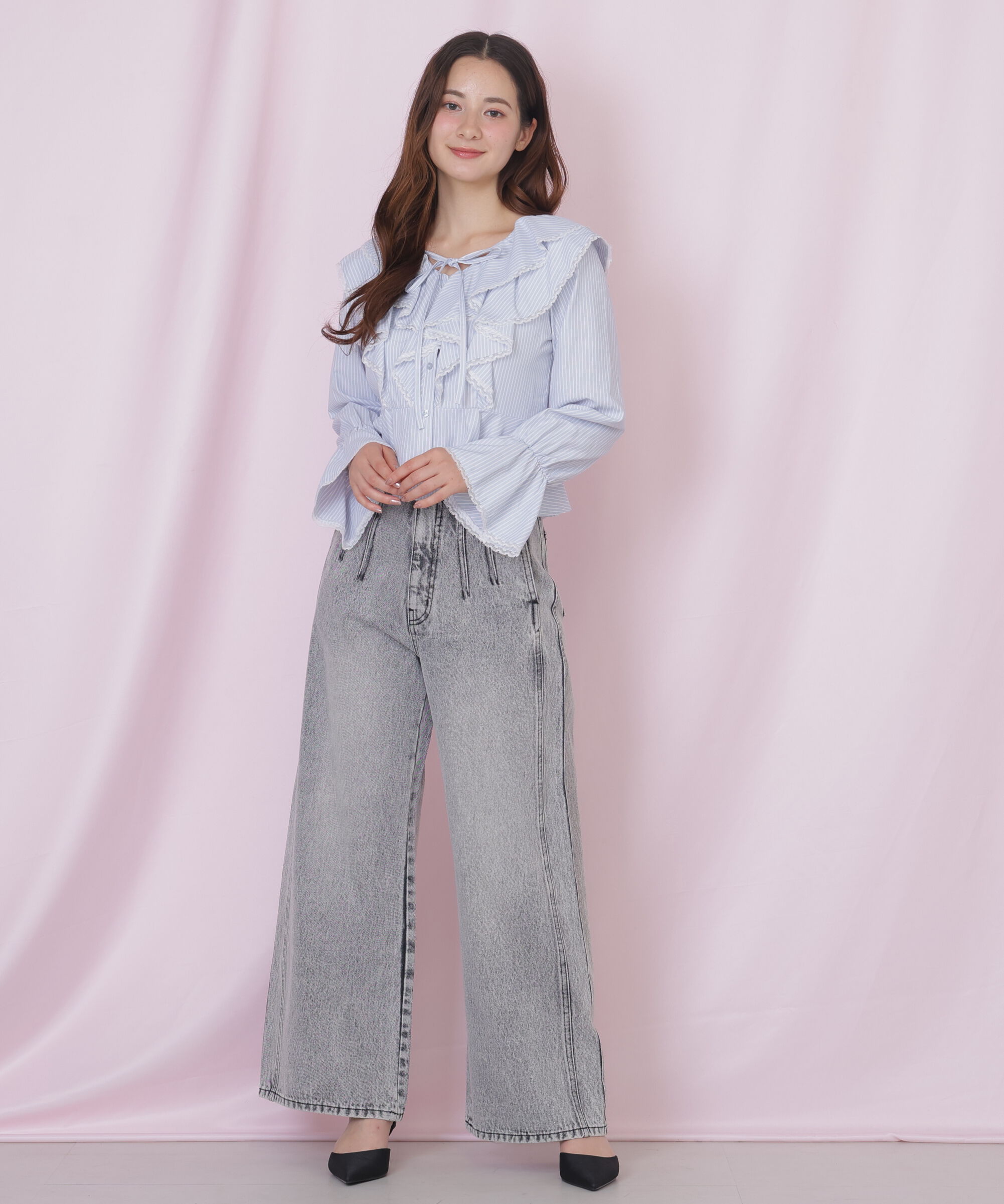  「レーストリムラッフルブラウス」|シャツ・ブラウス|